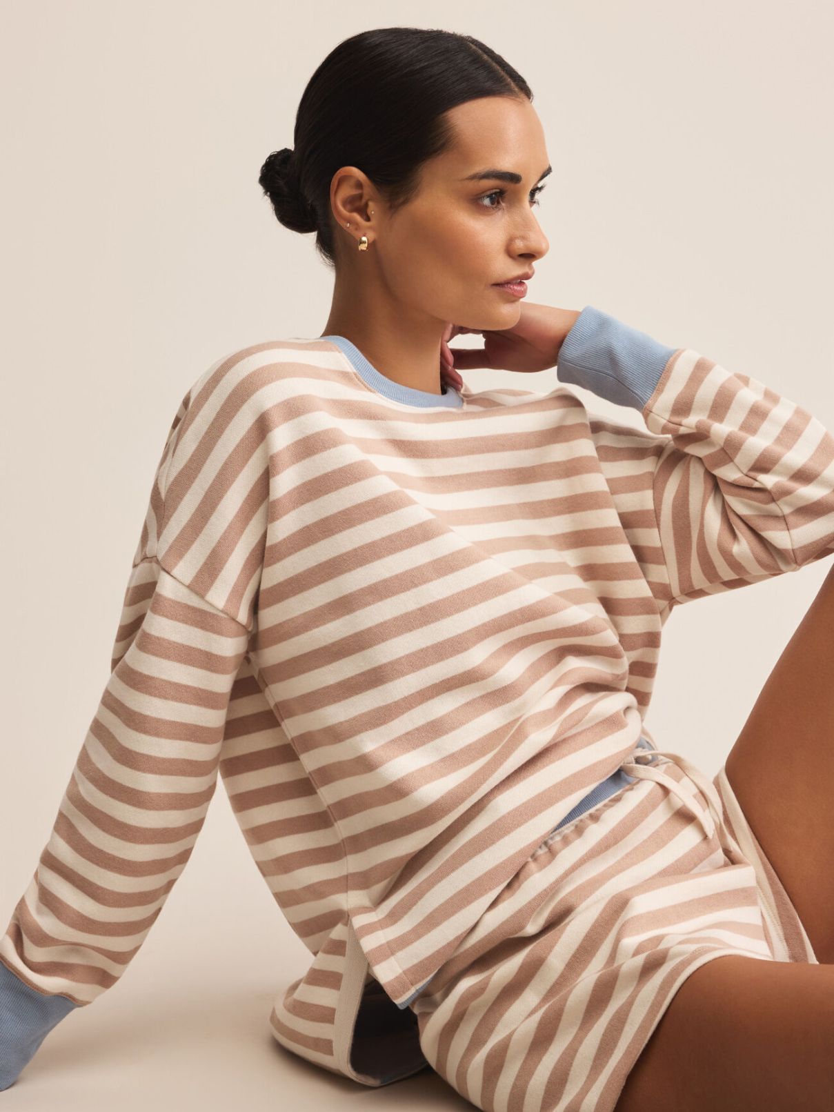 Z Supply Layer Up Stripe Sweatshirt in Evening Sand