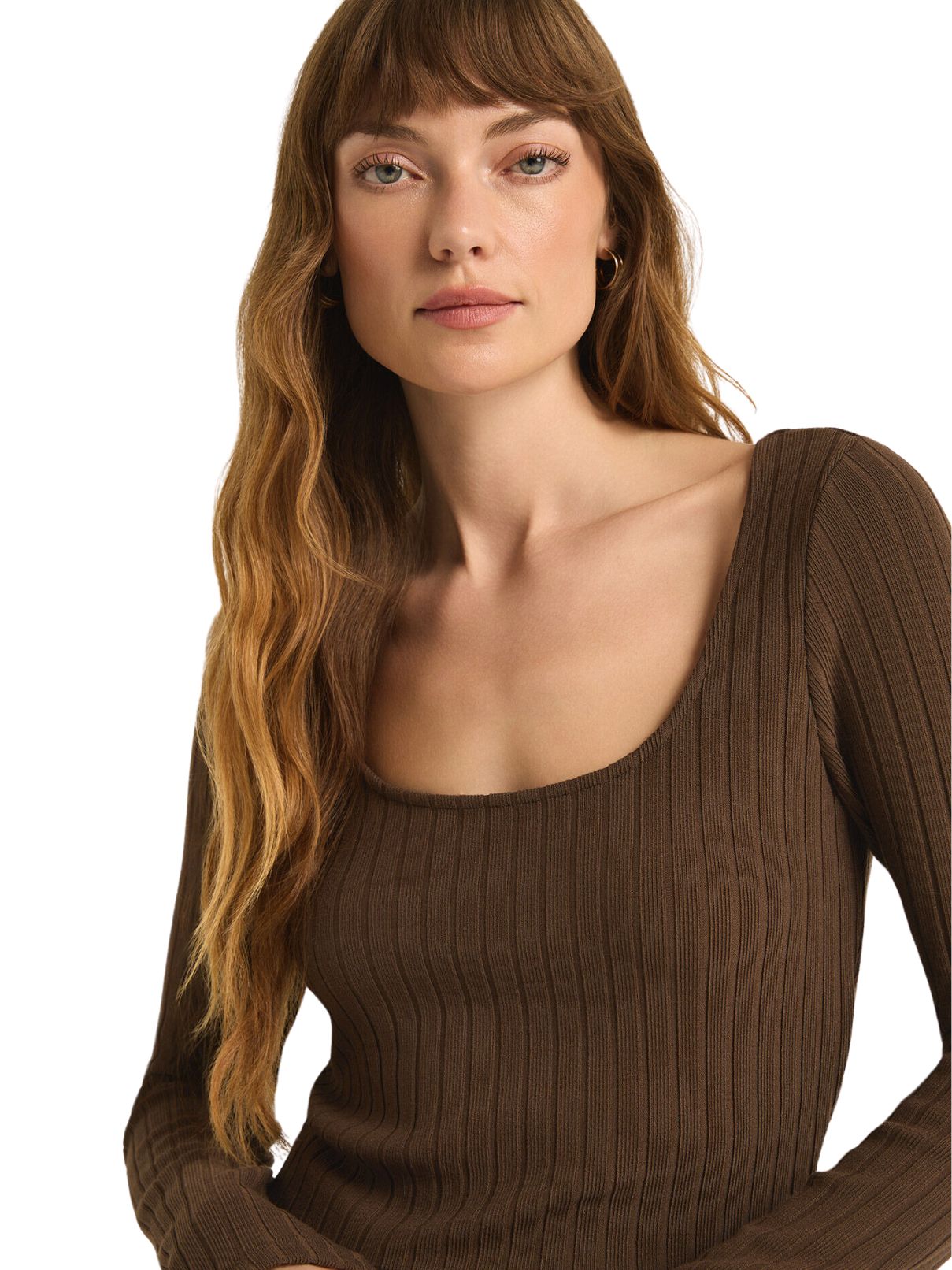 Z Supply Madeline Rib Top in Dark Chocolate