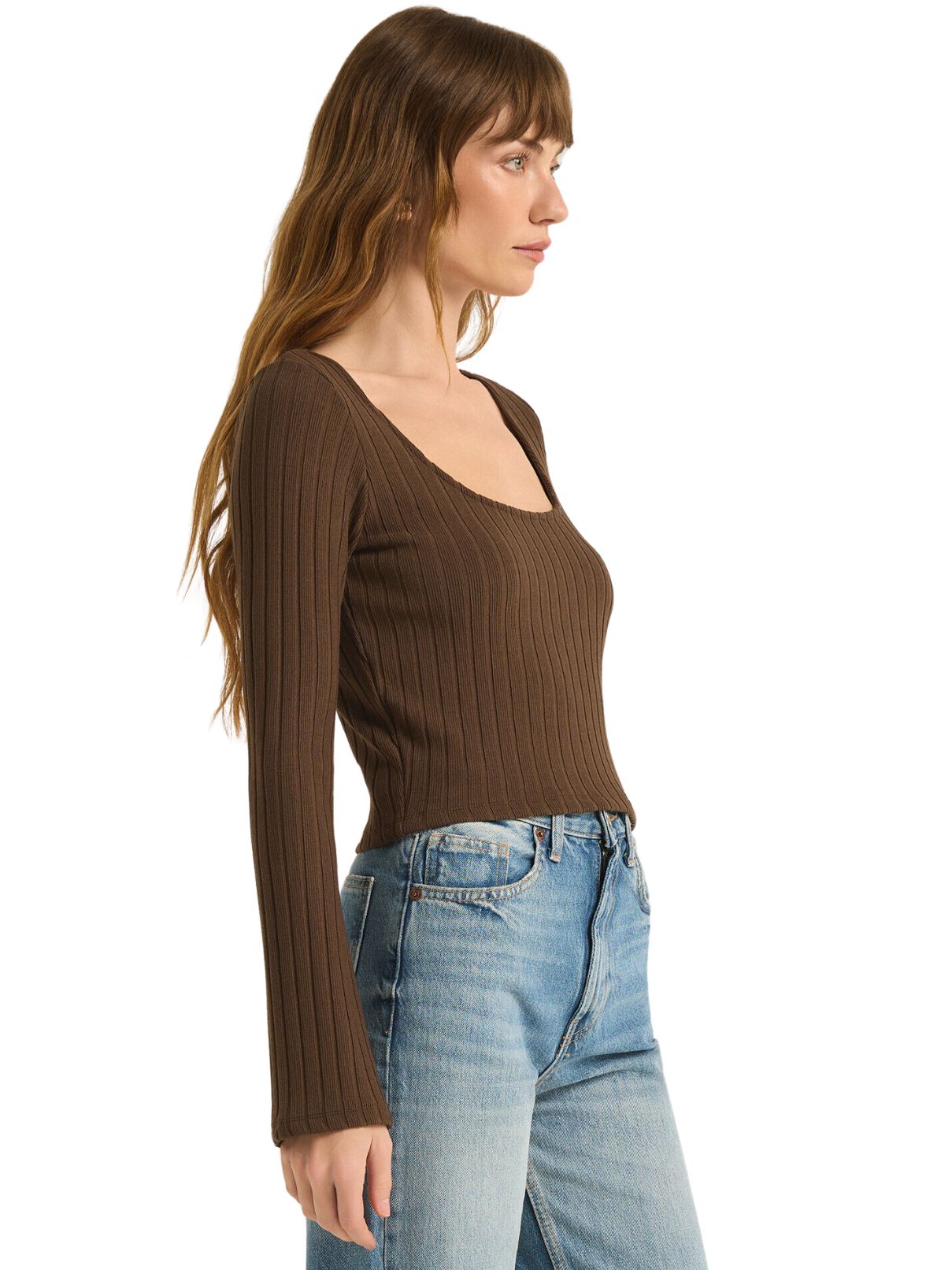 Z Supply Madeline Rib Top in Dark Chocolate