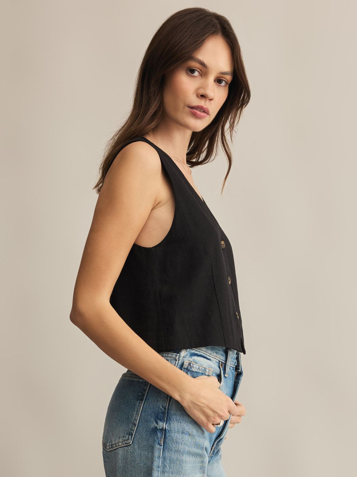 Z Supply Marta Linen Vest in Black