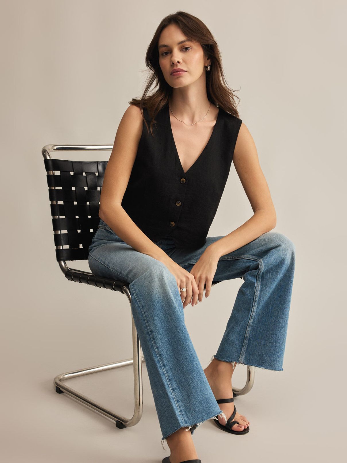 Z Supply Marta Linen Vest in Black