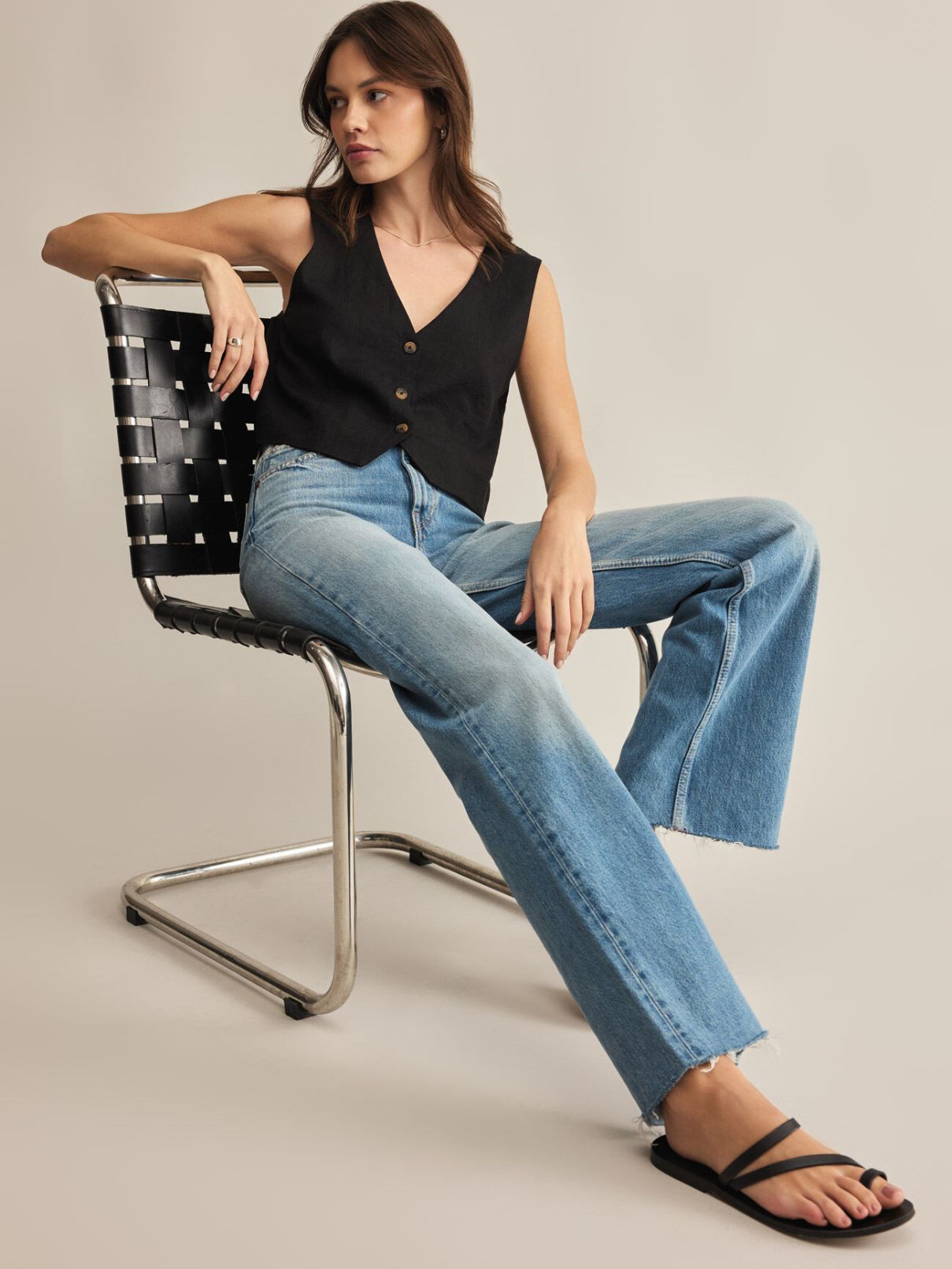 Z Supply Marta Linen Vest in Black