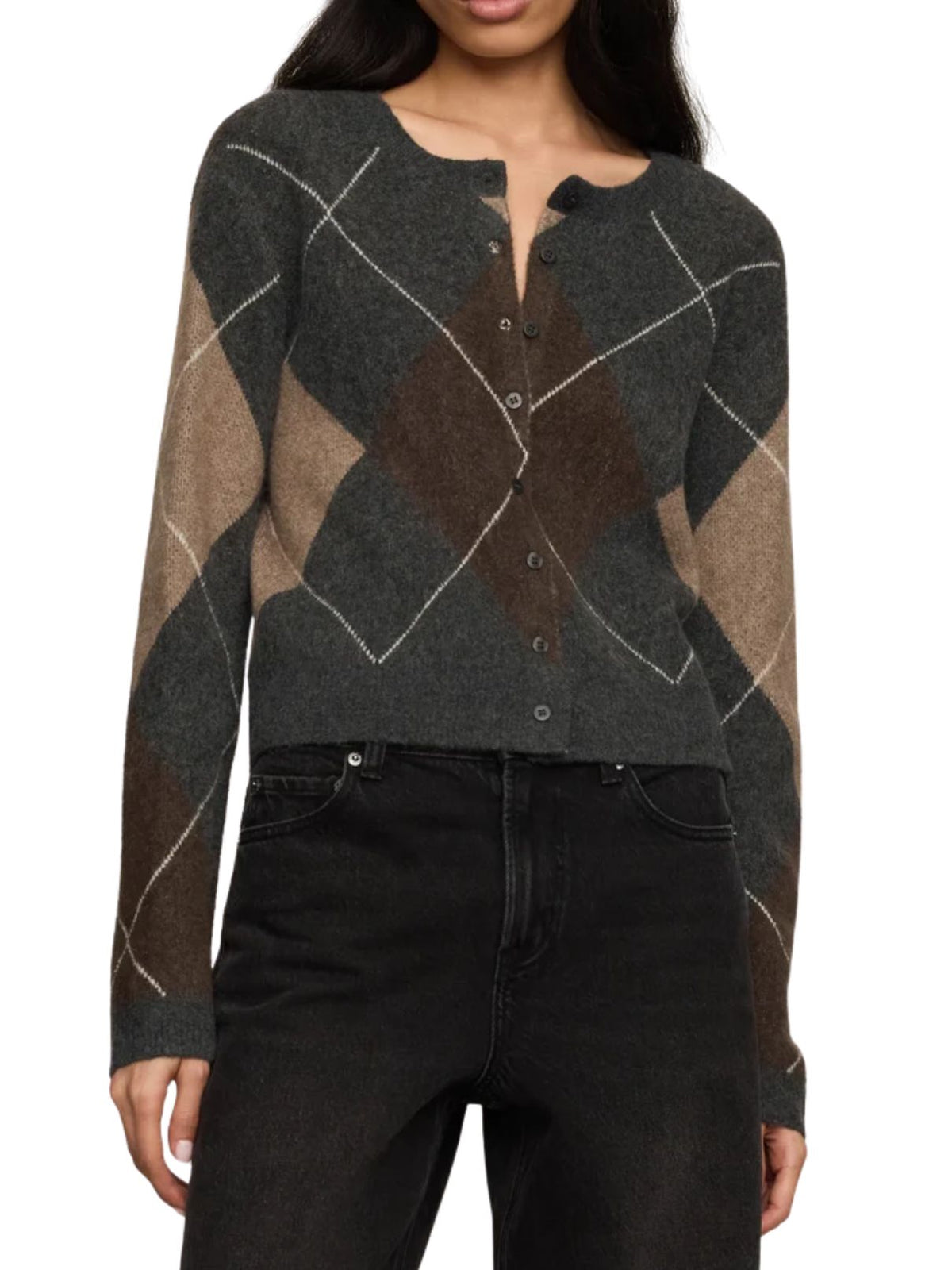 Z Supply Medina Argyle Cardigan in Charcoal