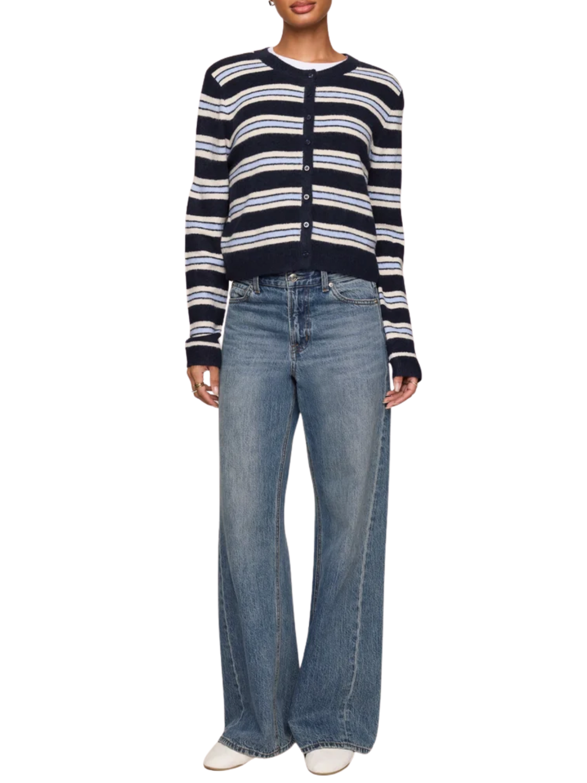 Z Supply Medina Cozy Stripe Cardigan Sweater in Eclipse