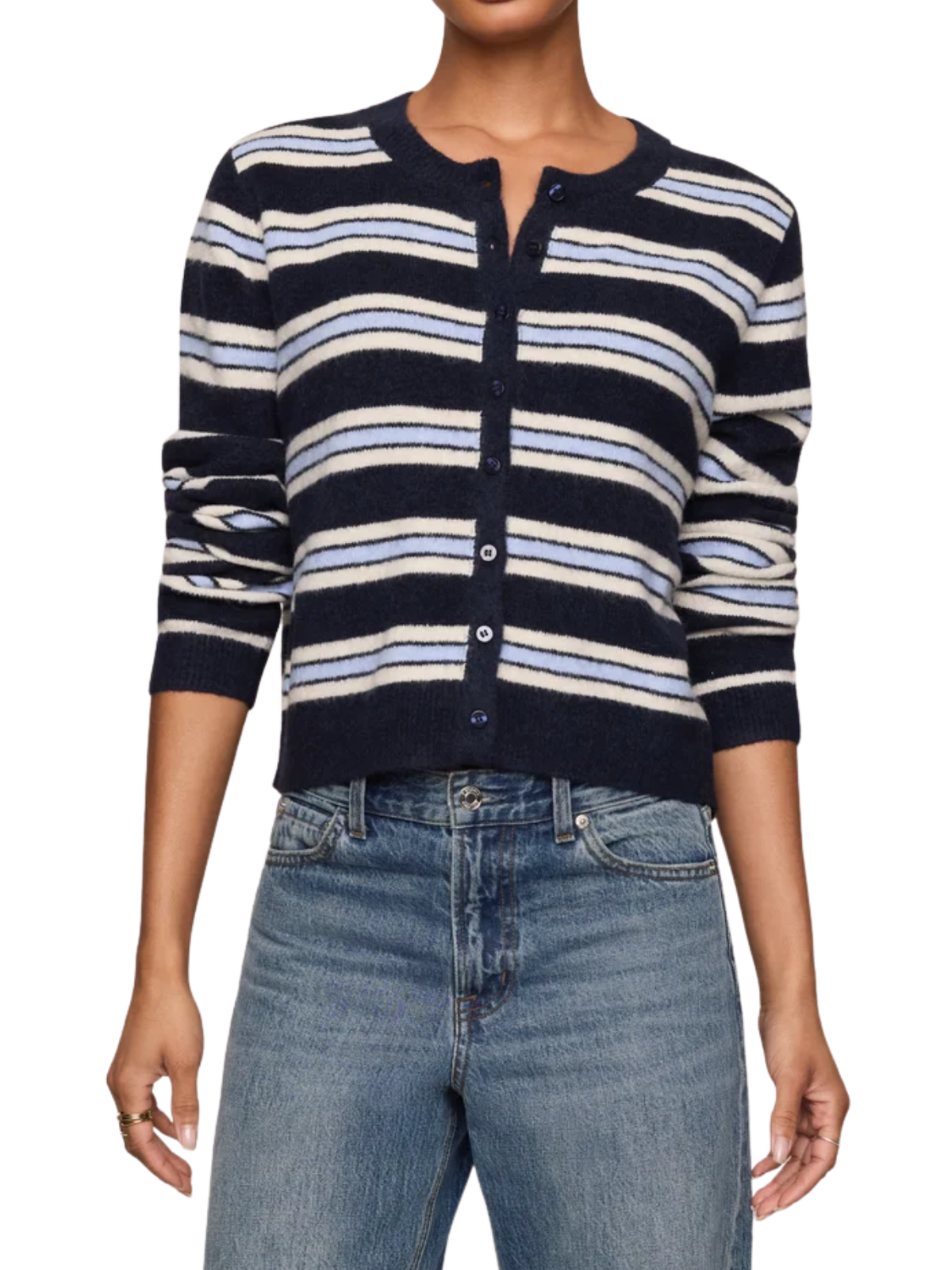 Z Supply Medina Cozy Stripe Cardigan Sweater in Eclipse