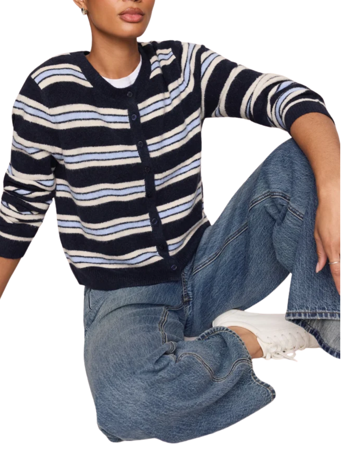 Z Supply Medina Cozy Stripe Cardigan Sweater in Eclipse