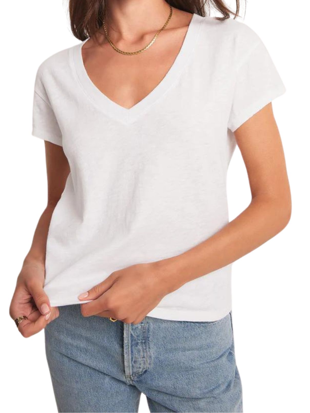 Z Supply Modern V-neck Tee in White