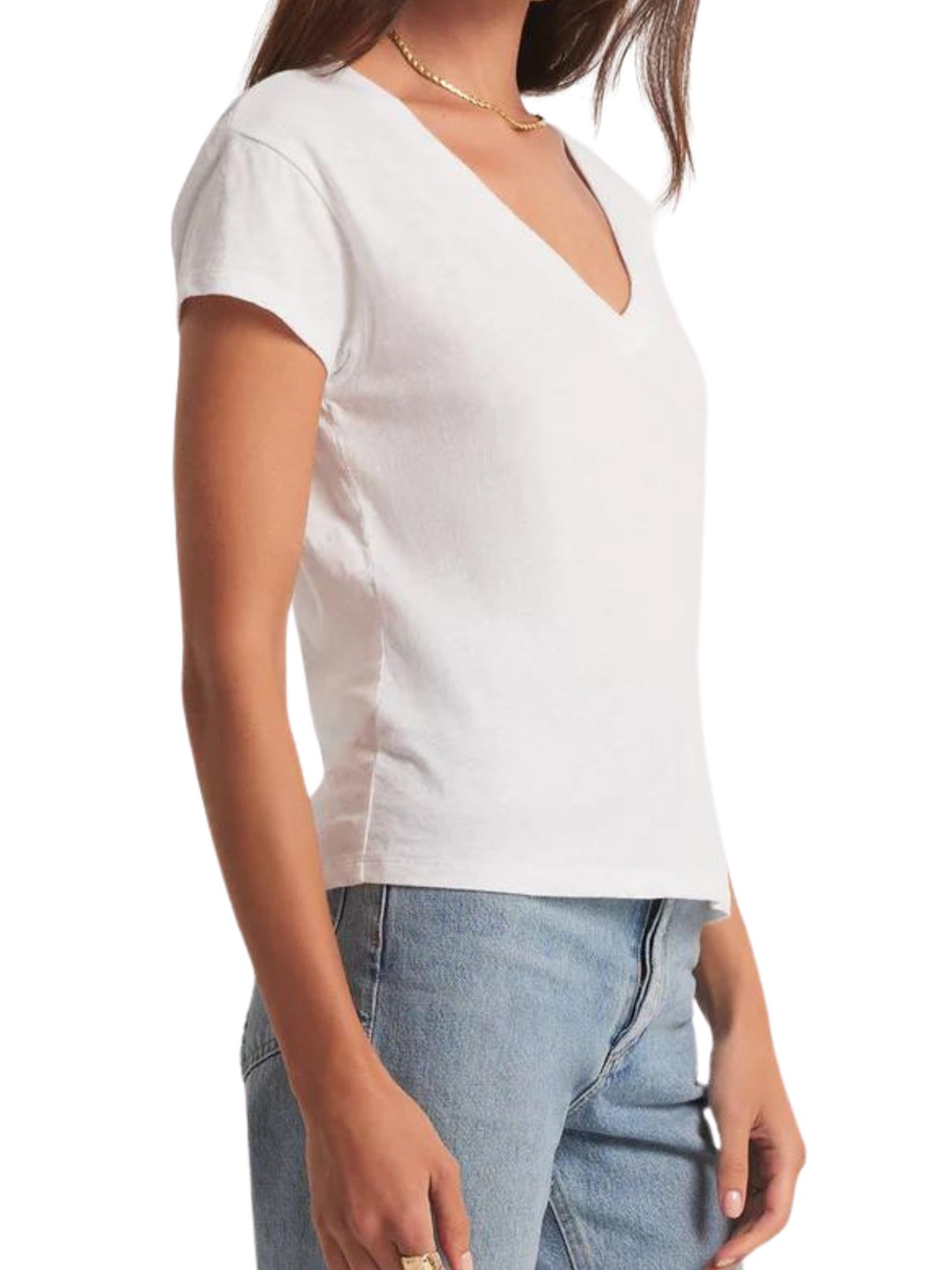 Z Supply Modern V-neck Tee in White