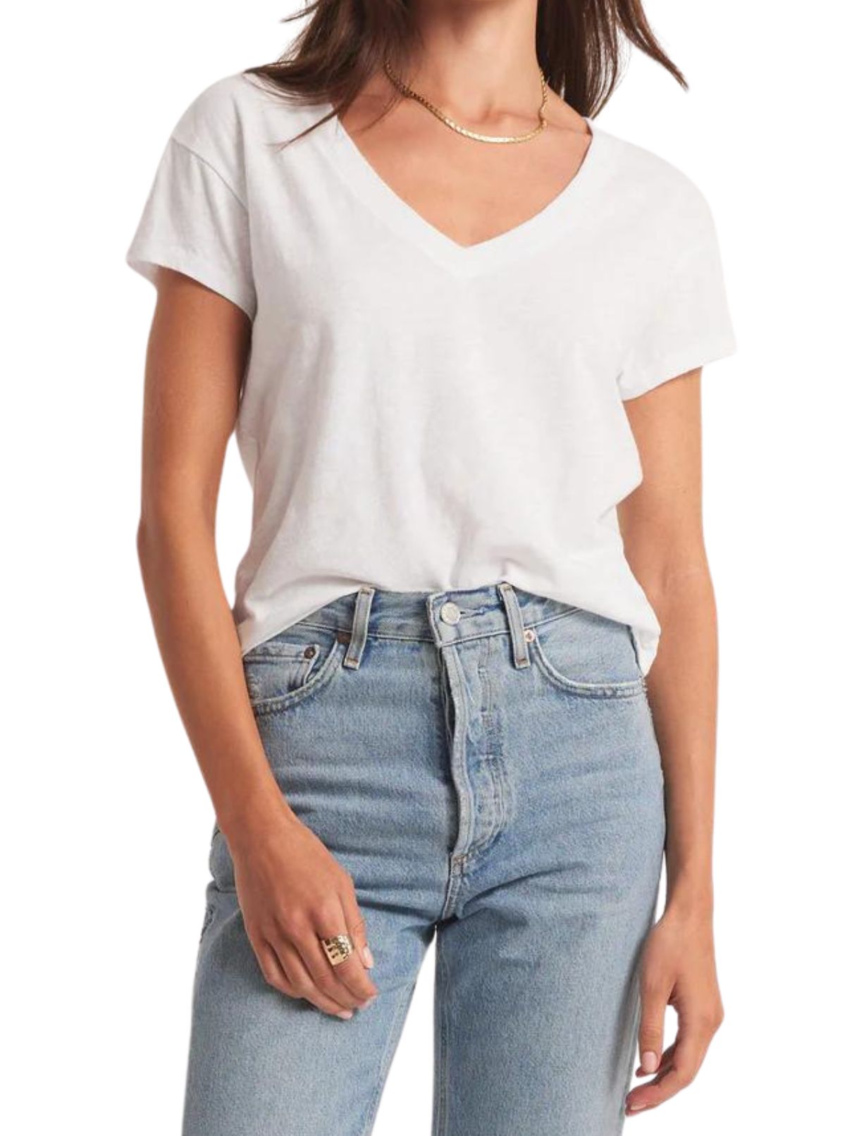 Z Supply Modern V-neck Tee in White