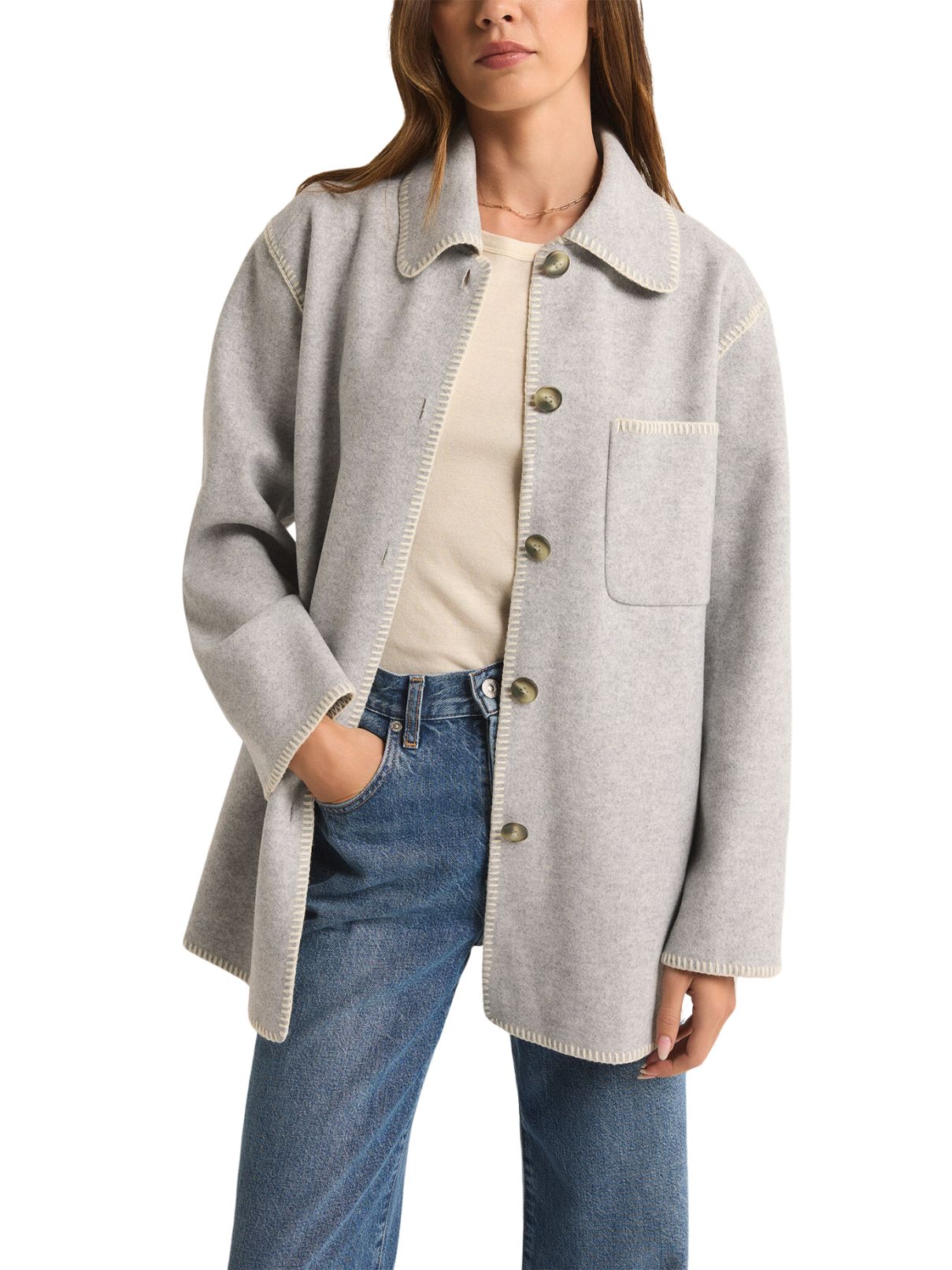 Z Supply Olivia Whipstitch in Heather Grey