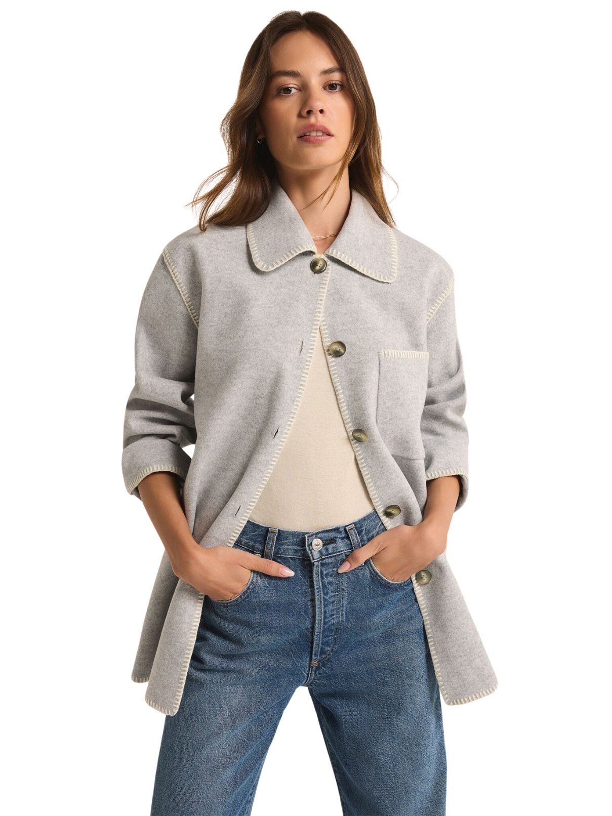 Z Supply Olivia Whipstitch in Heather Grey