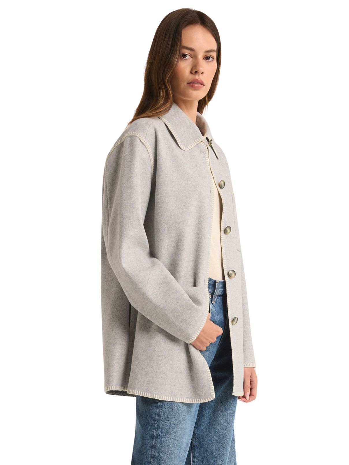 Z Supply Olivia Whipstitch in Heather Grey