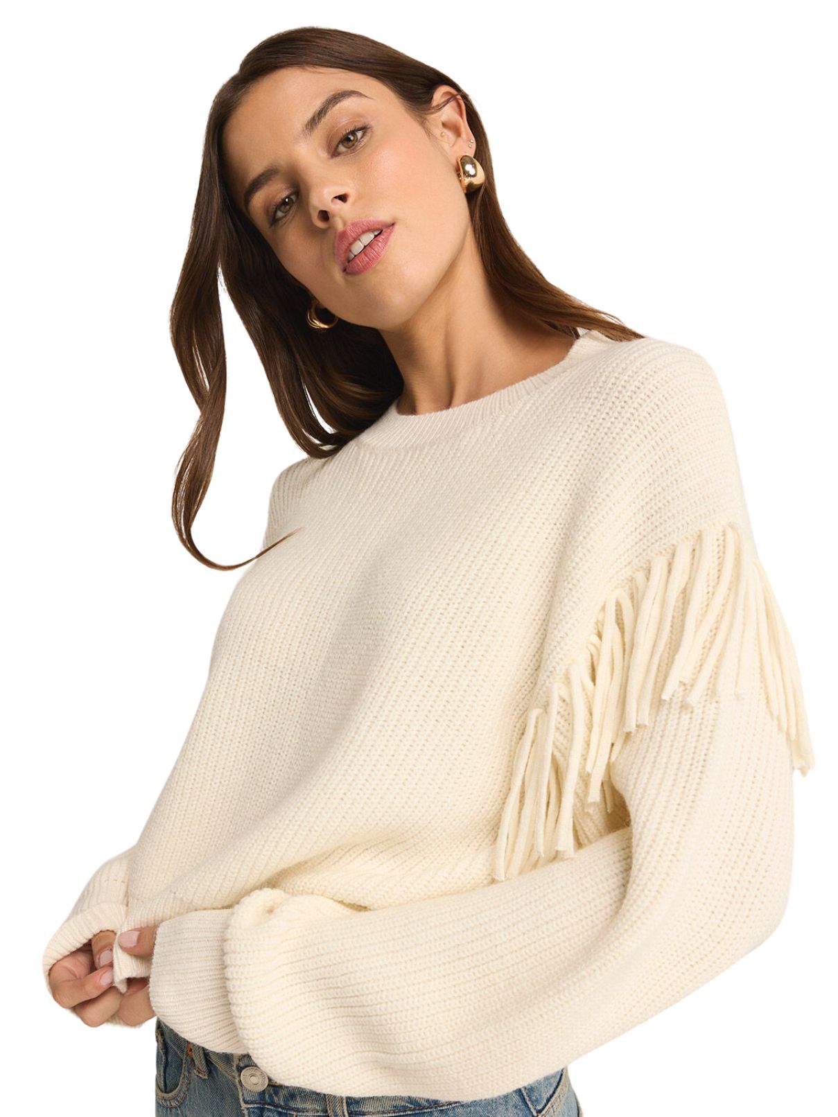 Z Supply On The Fringe Sweater in Seasalt