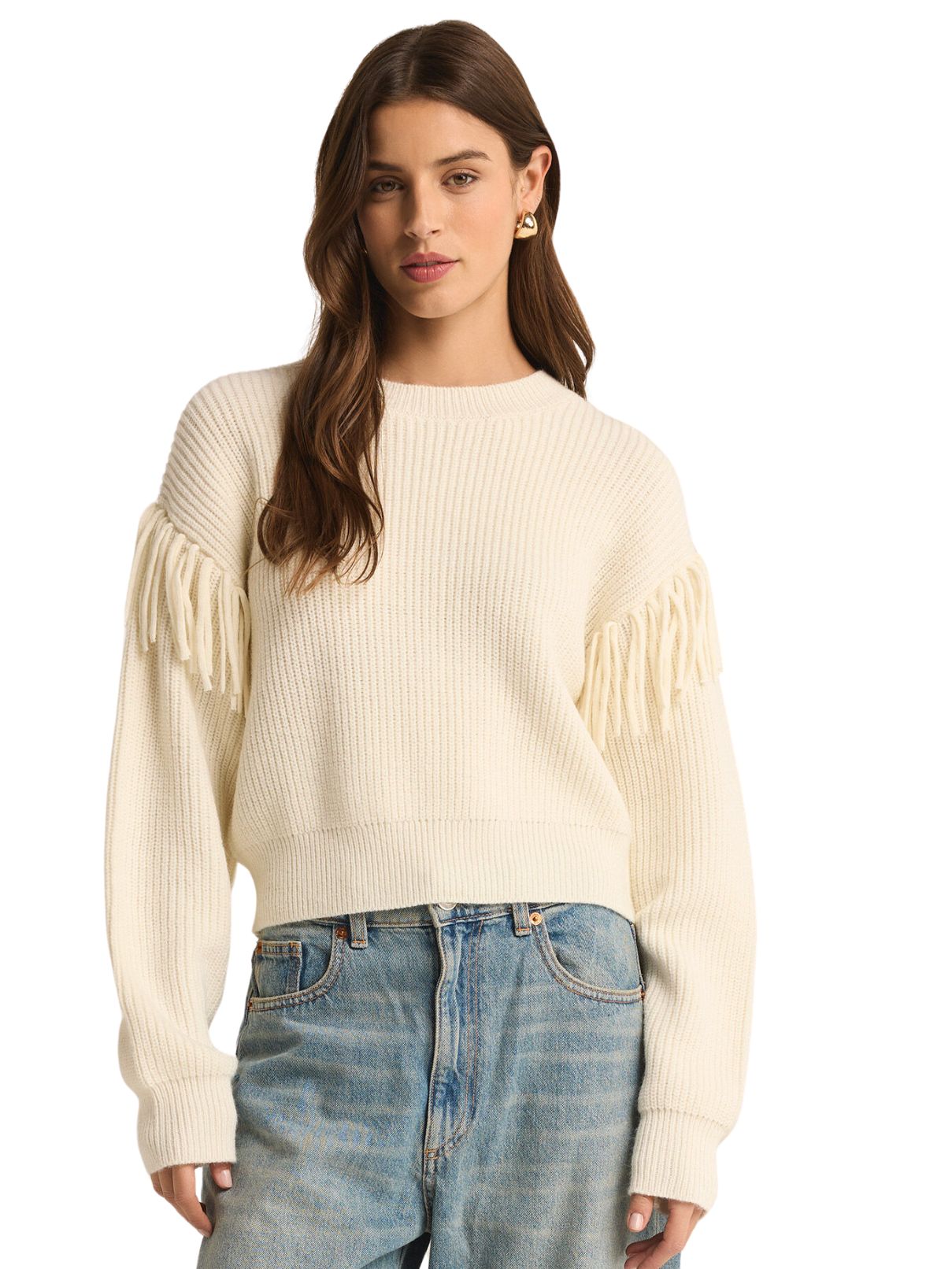 Z Supply On The Fringe Sweater in Seasalt