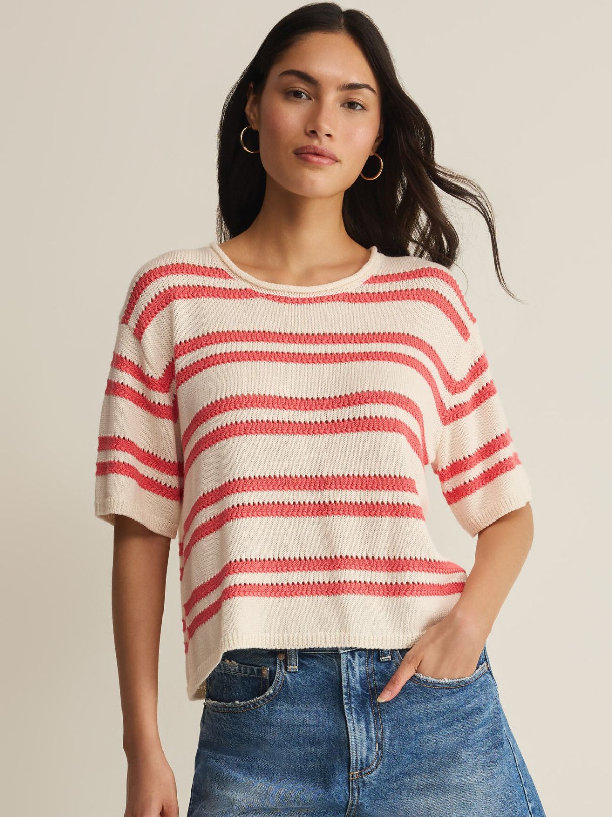Z Supply Prado Stripe Sweater Tee in Gelato