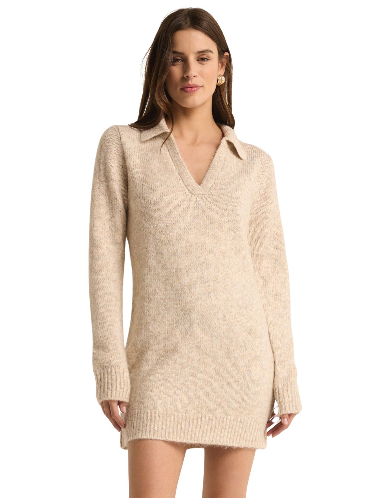 Z Supply Redford Sweater Dress in Lt Oat