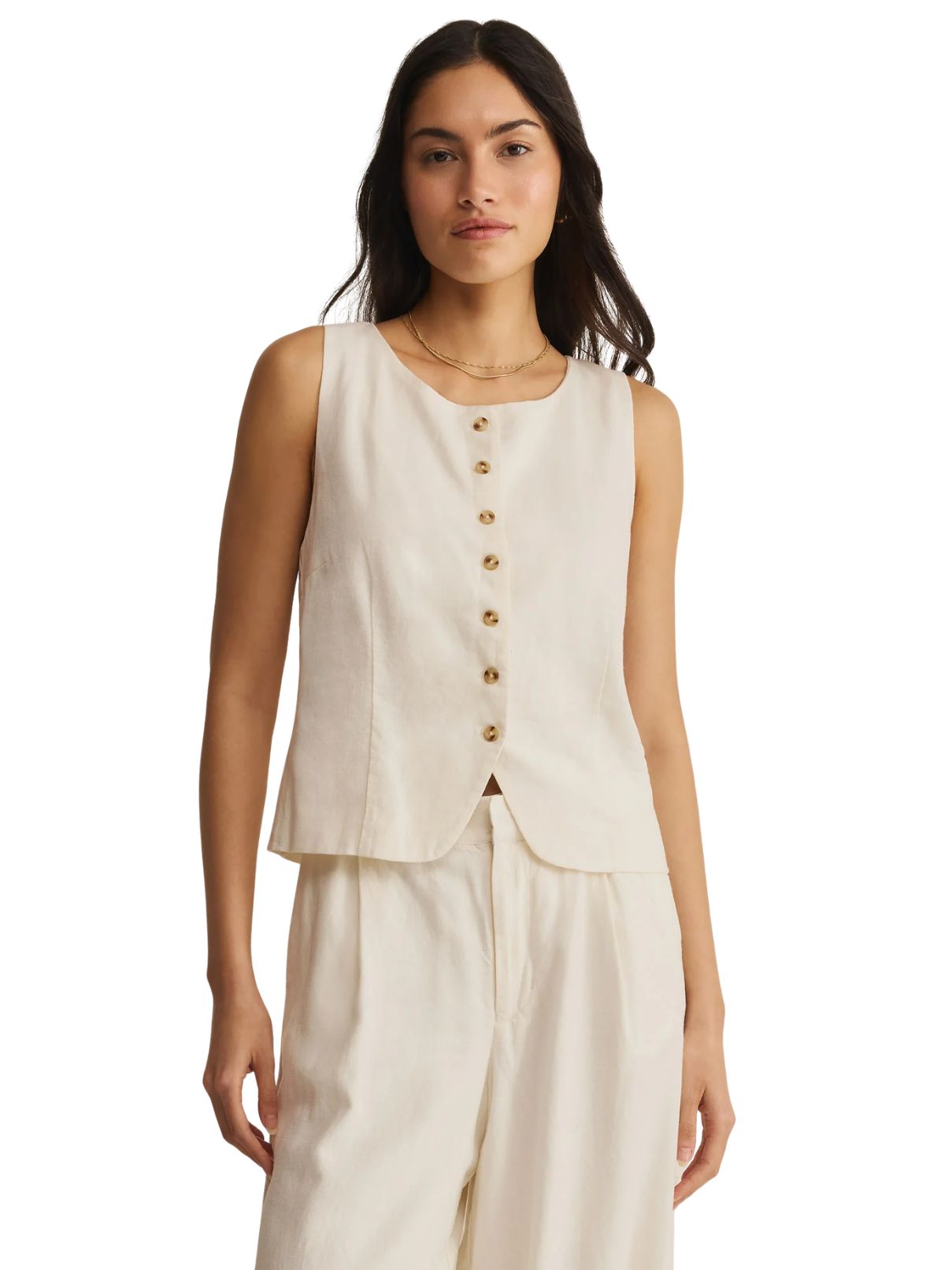 Z Supply Roman Linen Vest in Cloud