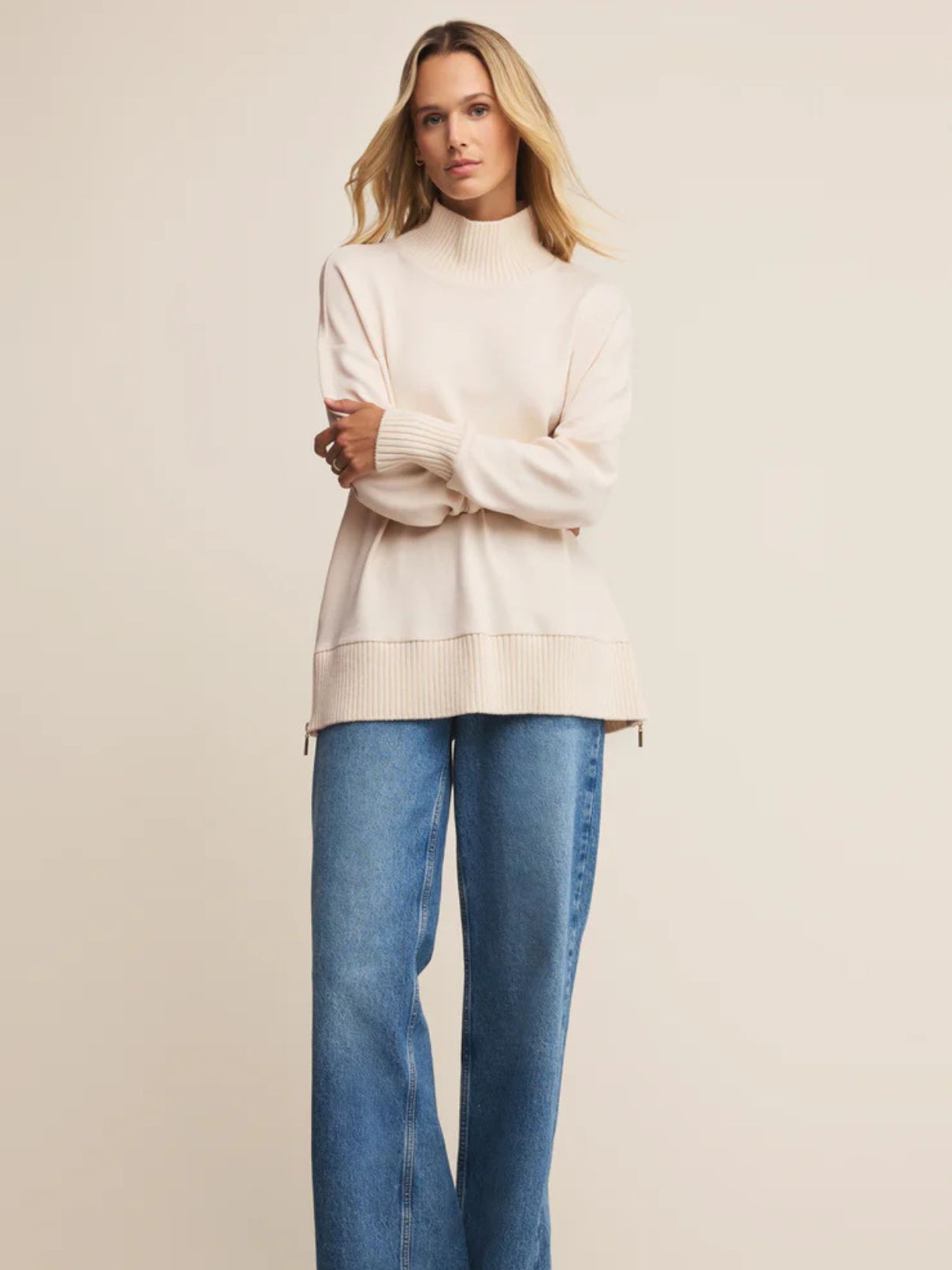 Z Supply Sable Rib Sweatshirt in Warm White