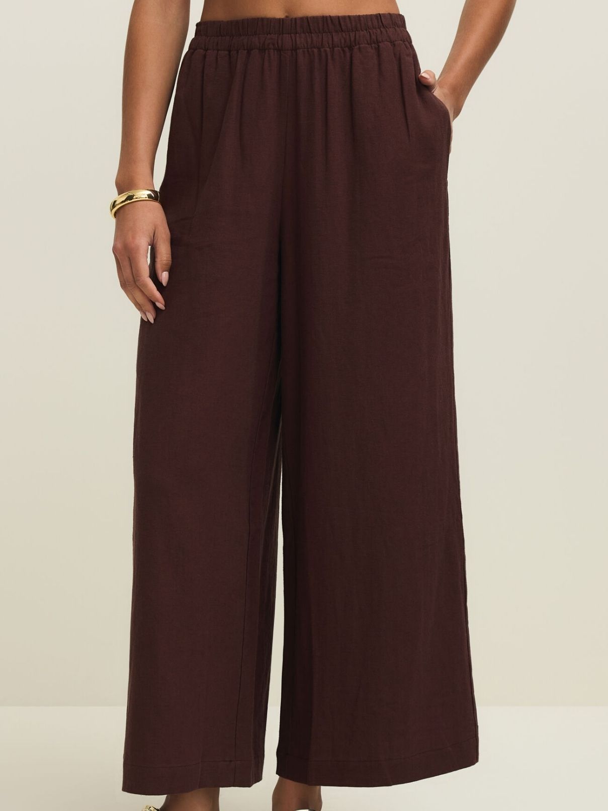 Z Supply Scout Linen Pant in Chocolate Cherry