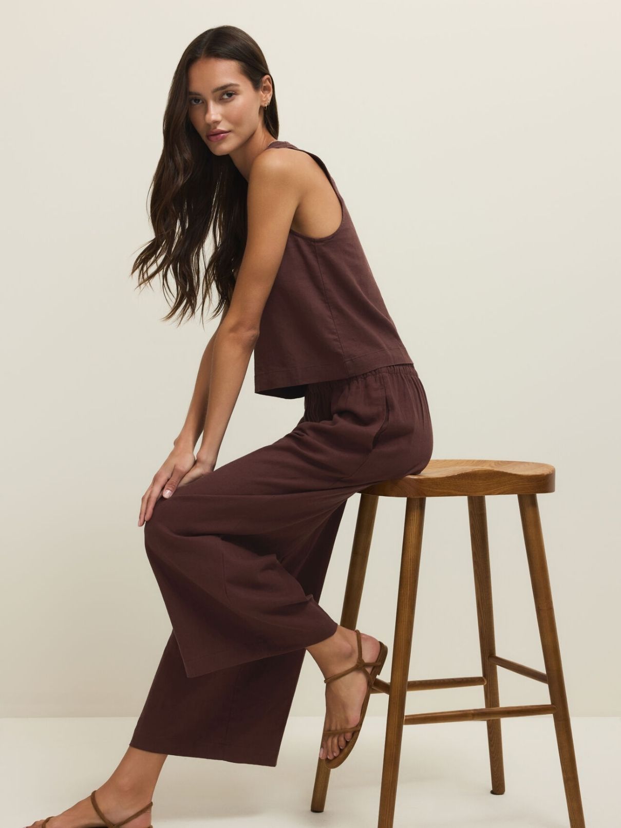 Z Supply Scout Linen Pant in Chocolate Cherry