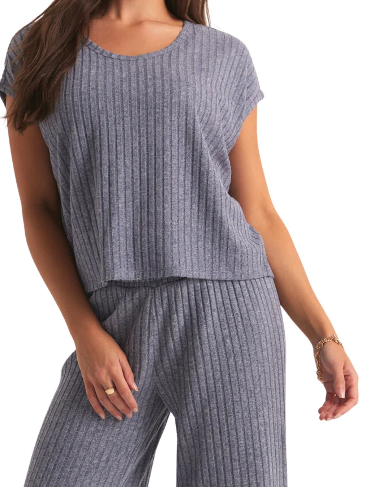 Z Supply Shoreline Rib Top in Dusty Navy