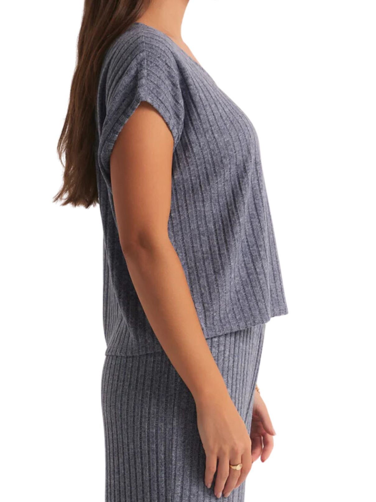 Z Supply Shoreline Rib Top in Dusty Navy