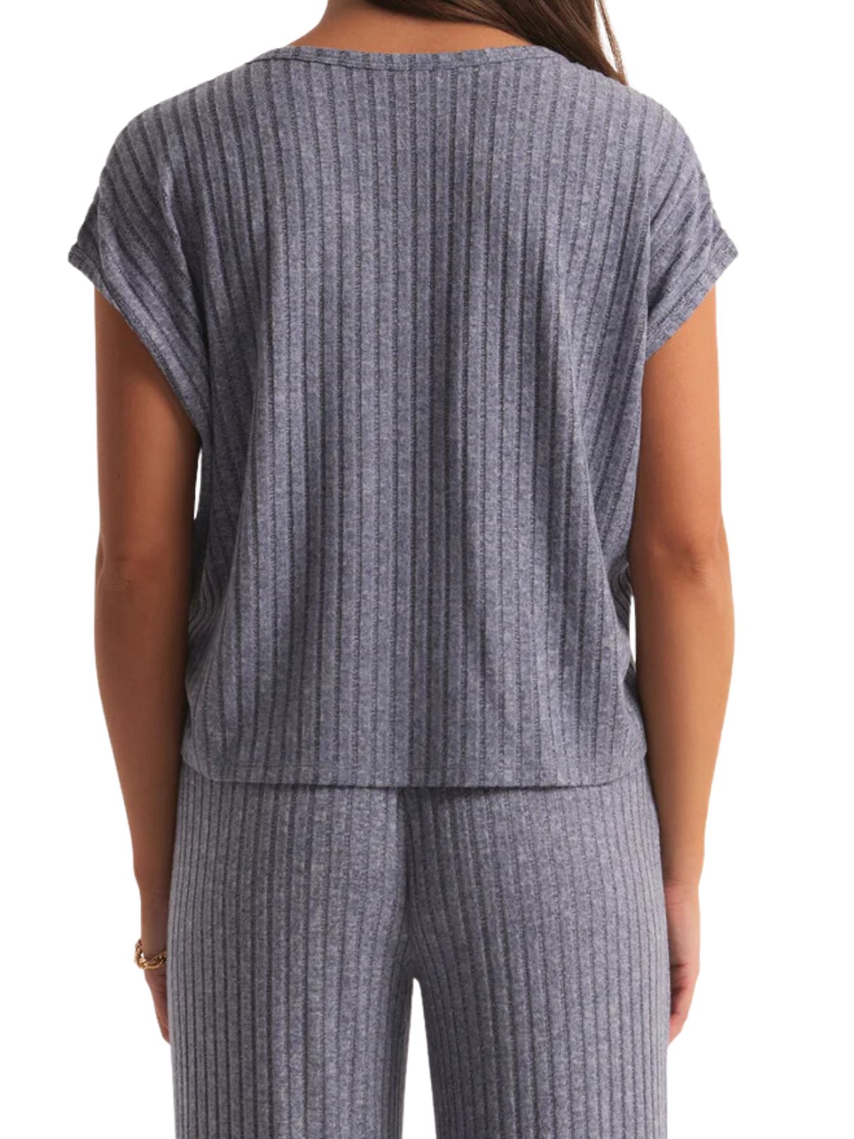 Z Supply Shoreline Rib Top in Dusty Navy