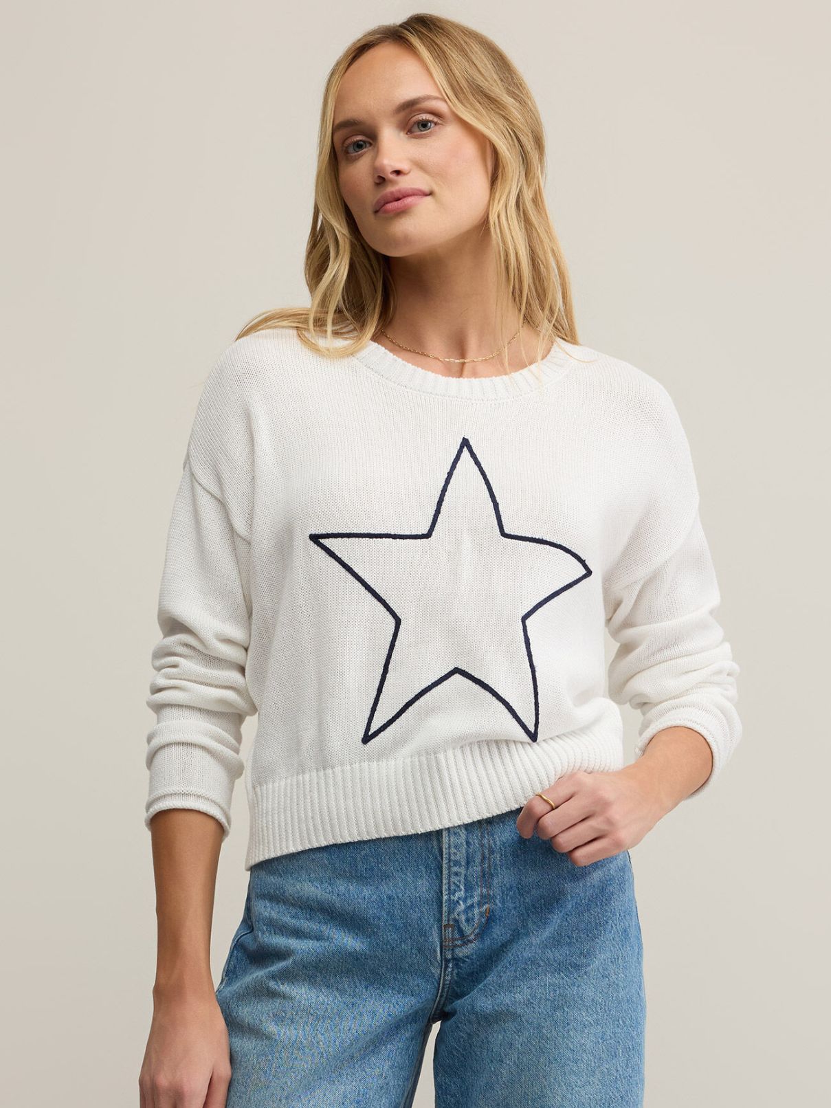 Z Supply Sienna Lucky Star Sweater in White