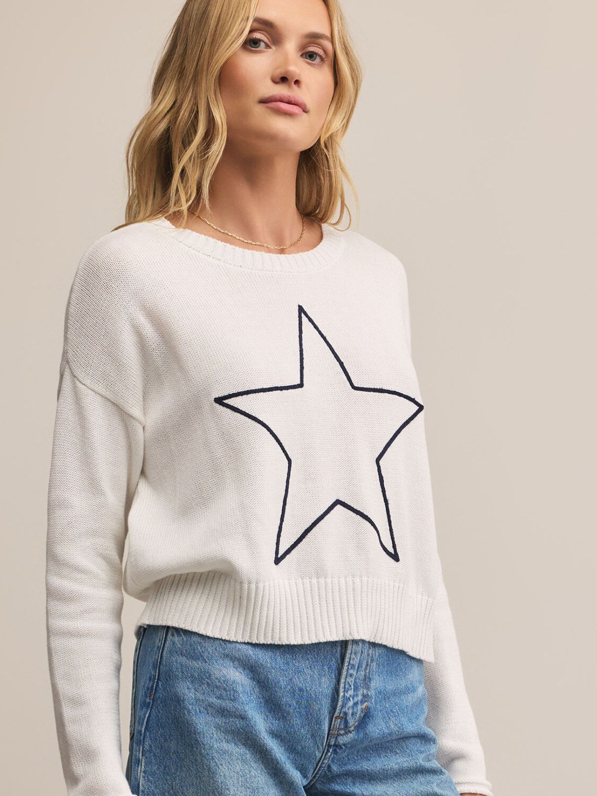 Z Supply Sienna Lucky Star Sweater in White