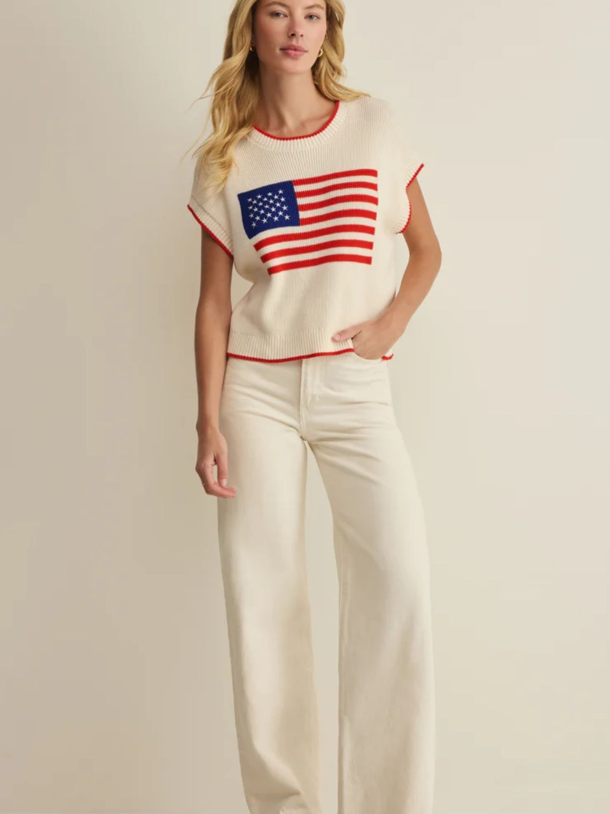 Z Supply Sleeveless Patriot Sweater in Cloud
