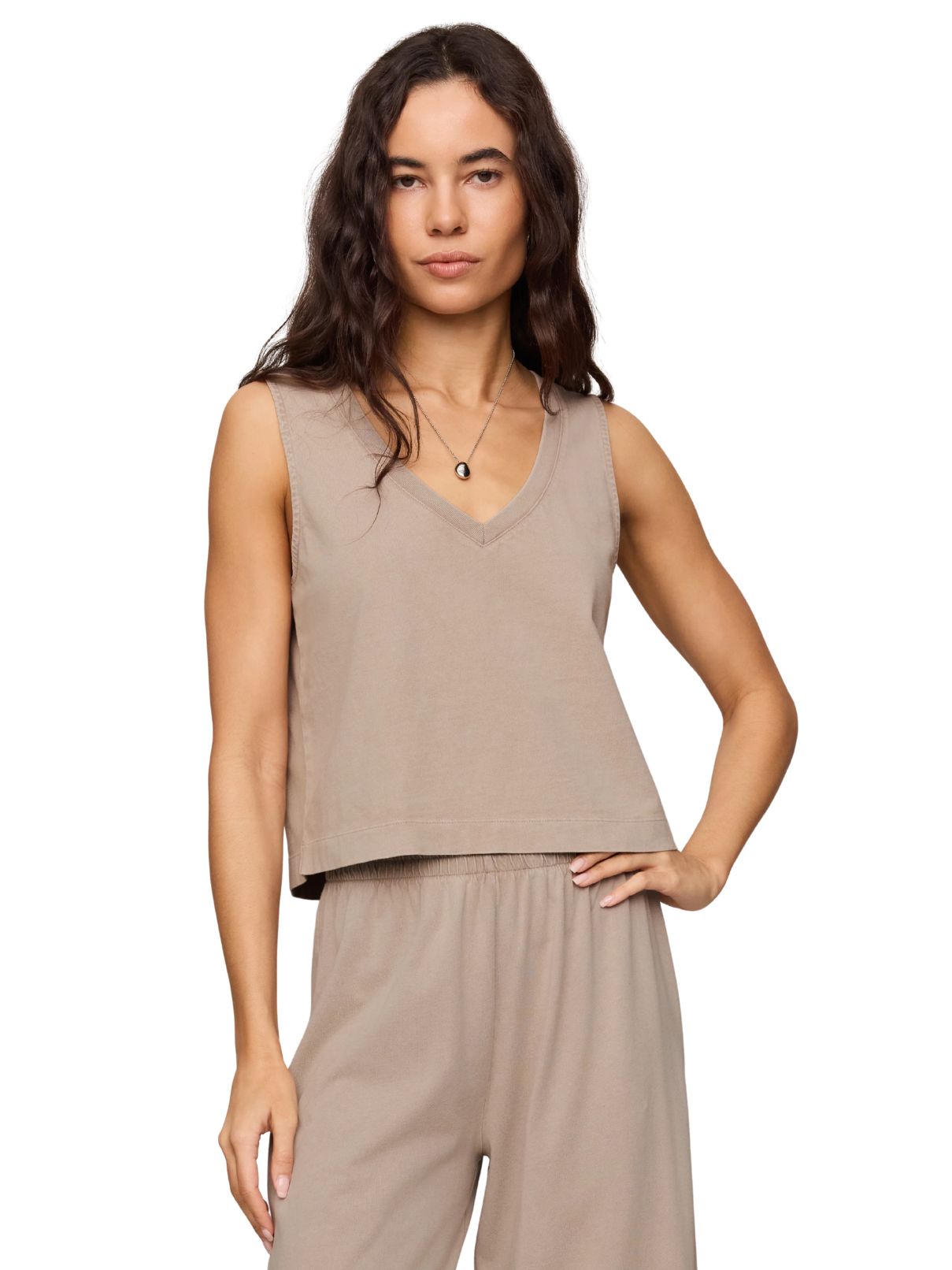 Z Supply Sloane Cotton Jersey Tank in Stone Gray