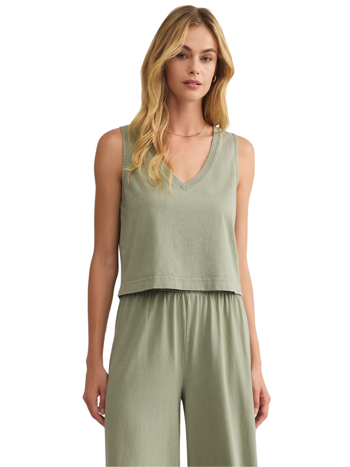 Z Supply Sloane V-neck Top in Avocado