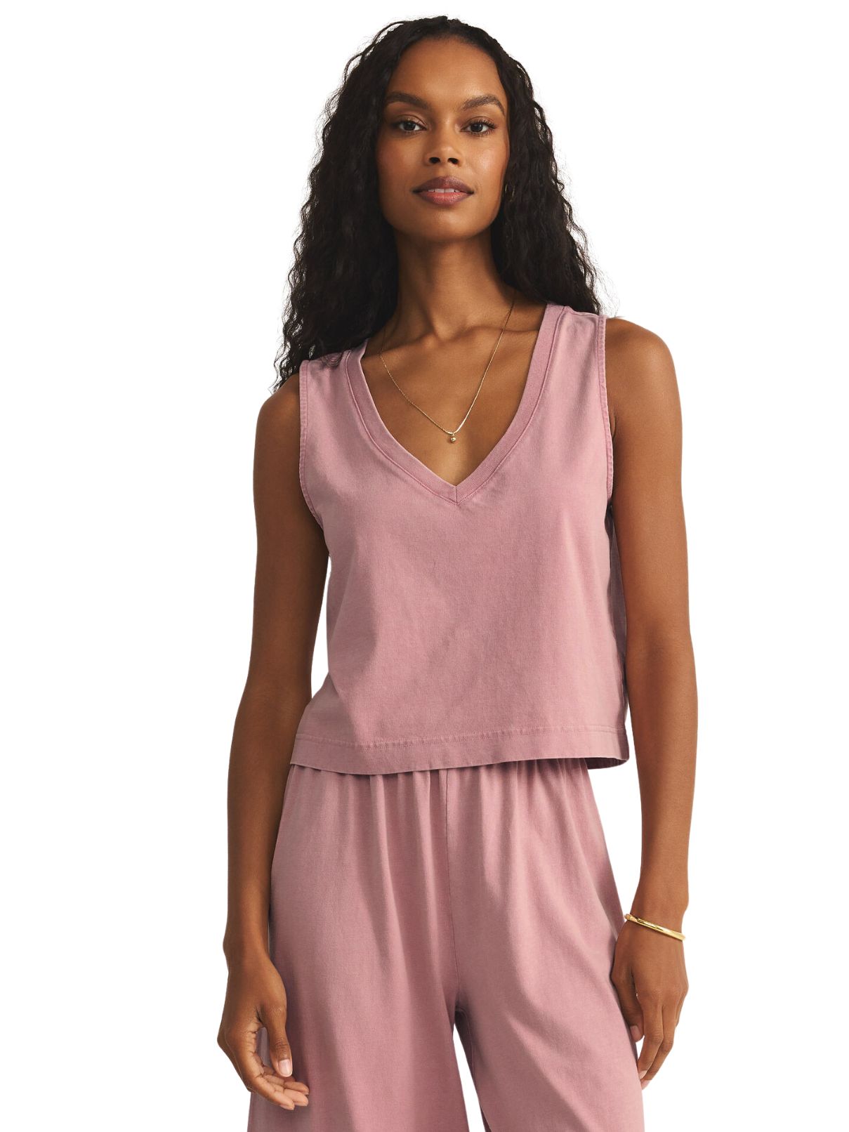 Z Supply Sloane Vneck Top in Pink Smoke