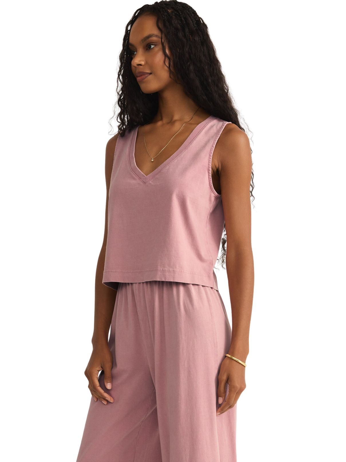 Z Supply Sloane Vneck Top in Pink Smoke