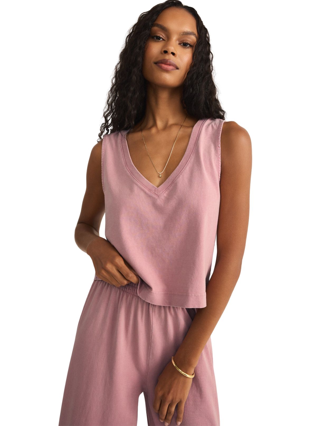 Z Supply Sloane Vneck Top in Pink Smoke