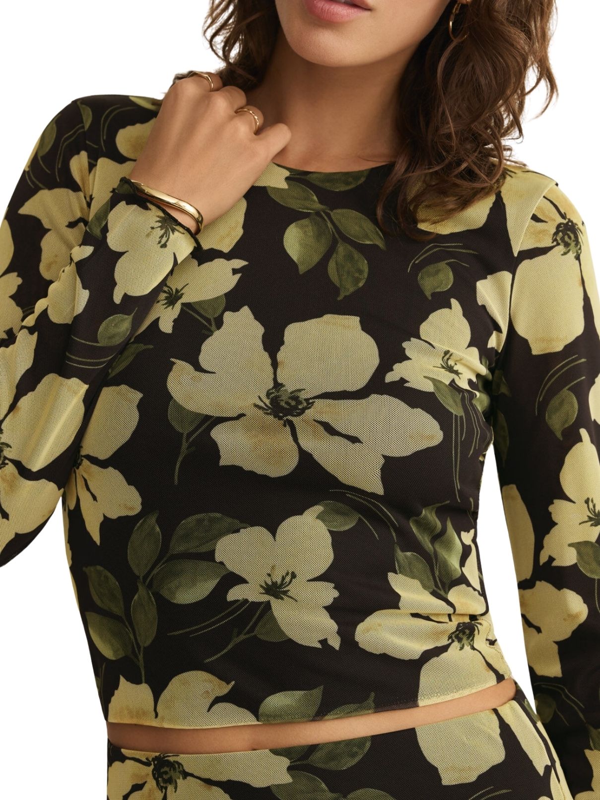Z Supply Taysha Ren Floral Mesh Top in Sunnyside