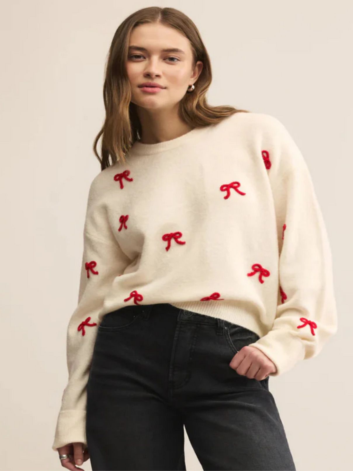 Z Supply Tie The Ribbon Sweater in Warm White