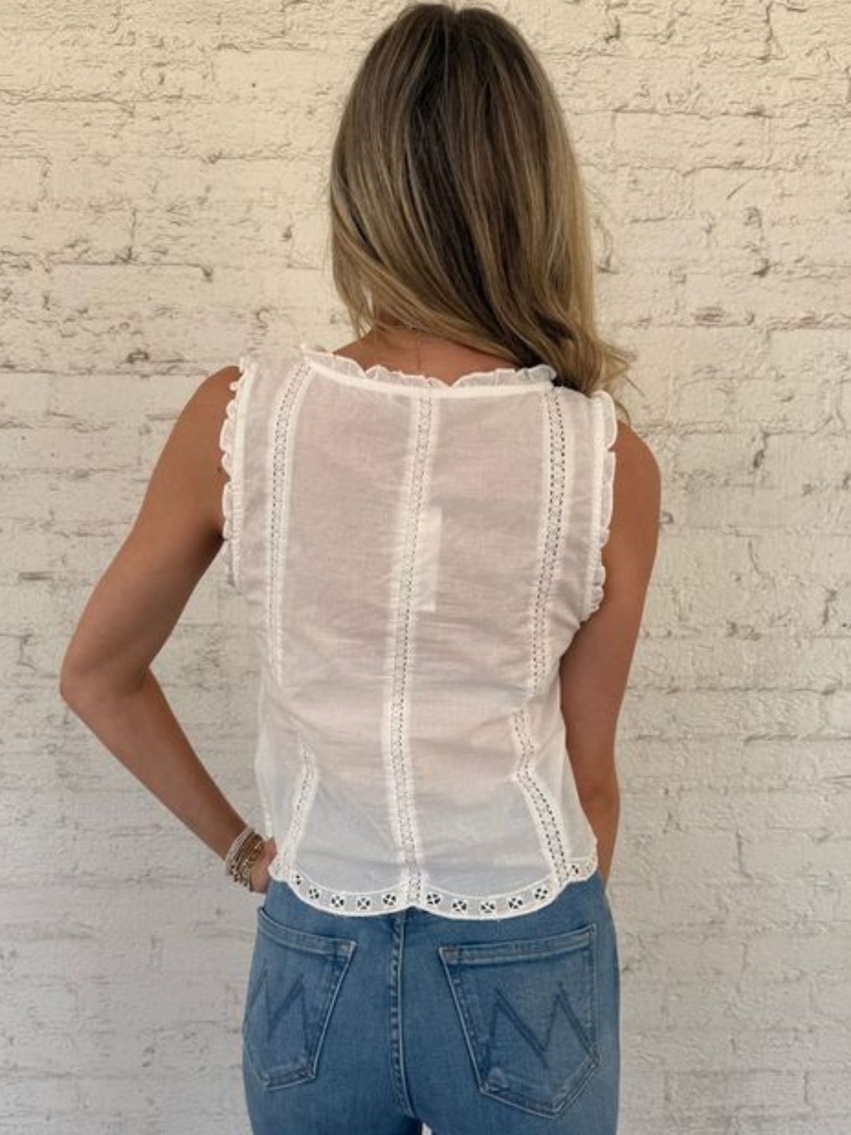 Z Supply Toni Embroidered Tank in White