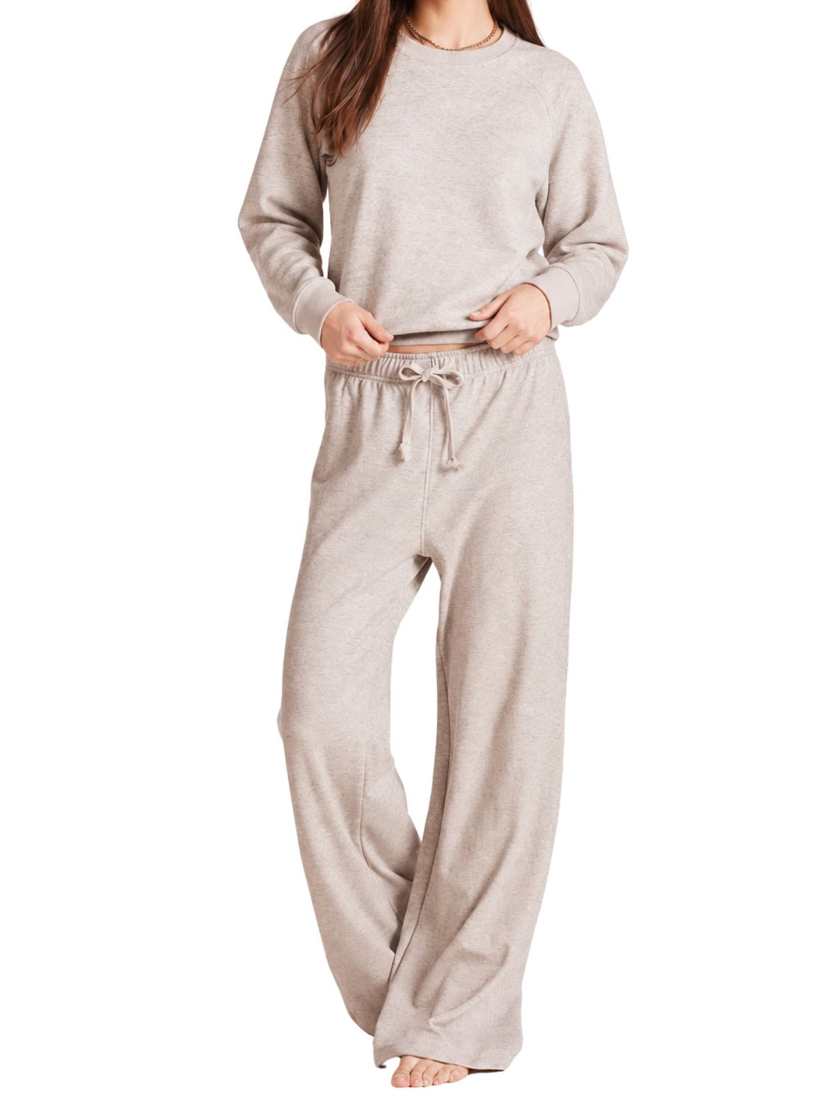 bobi LA Wide Leg Lounger Pants in Light Taupe