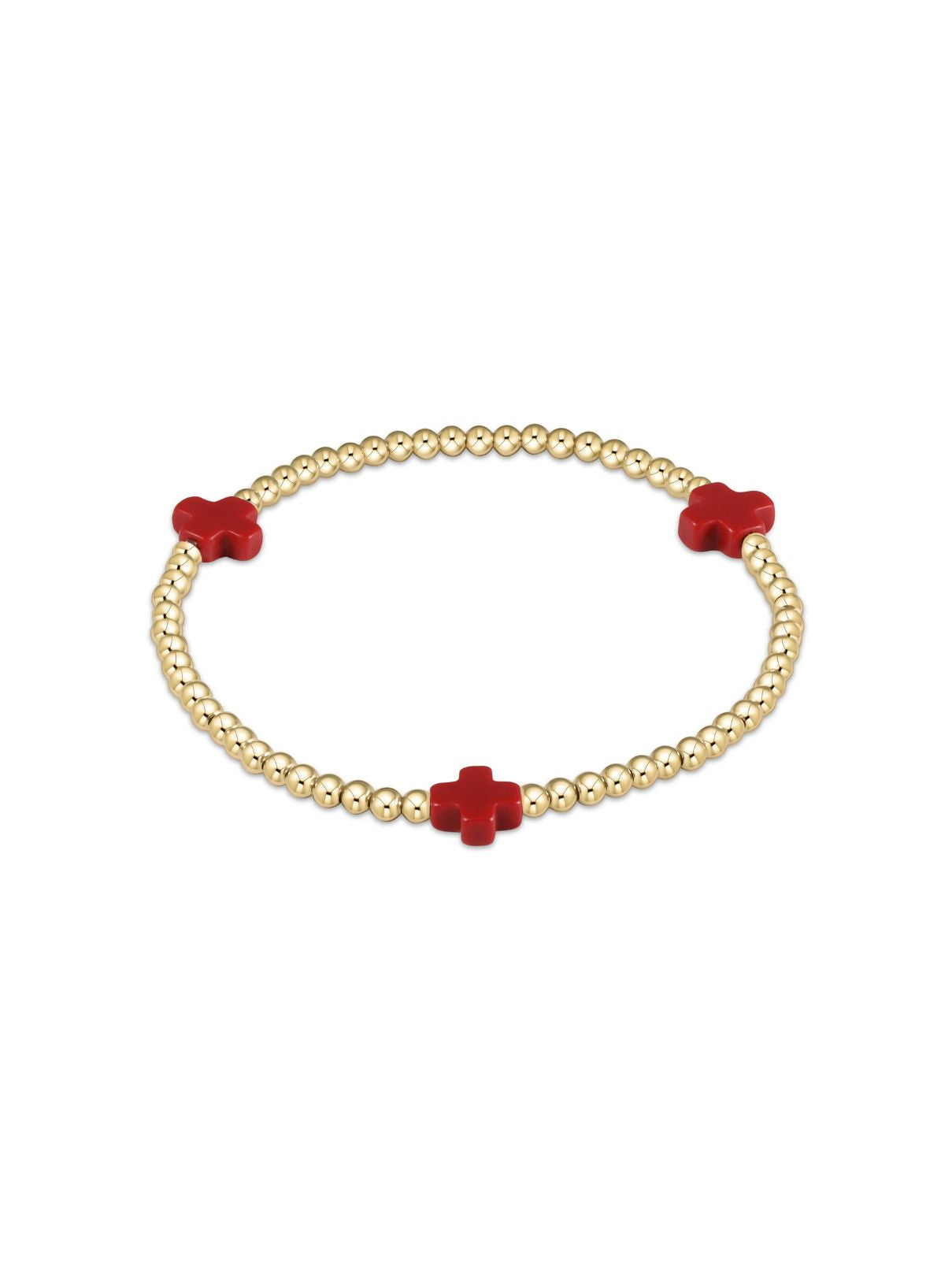 enewton Signature Cross 3mm Gold Bracelet – Red