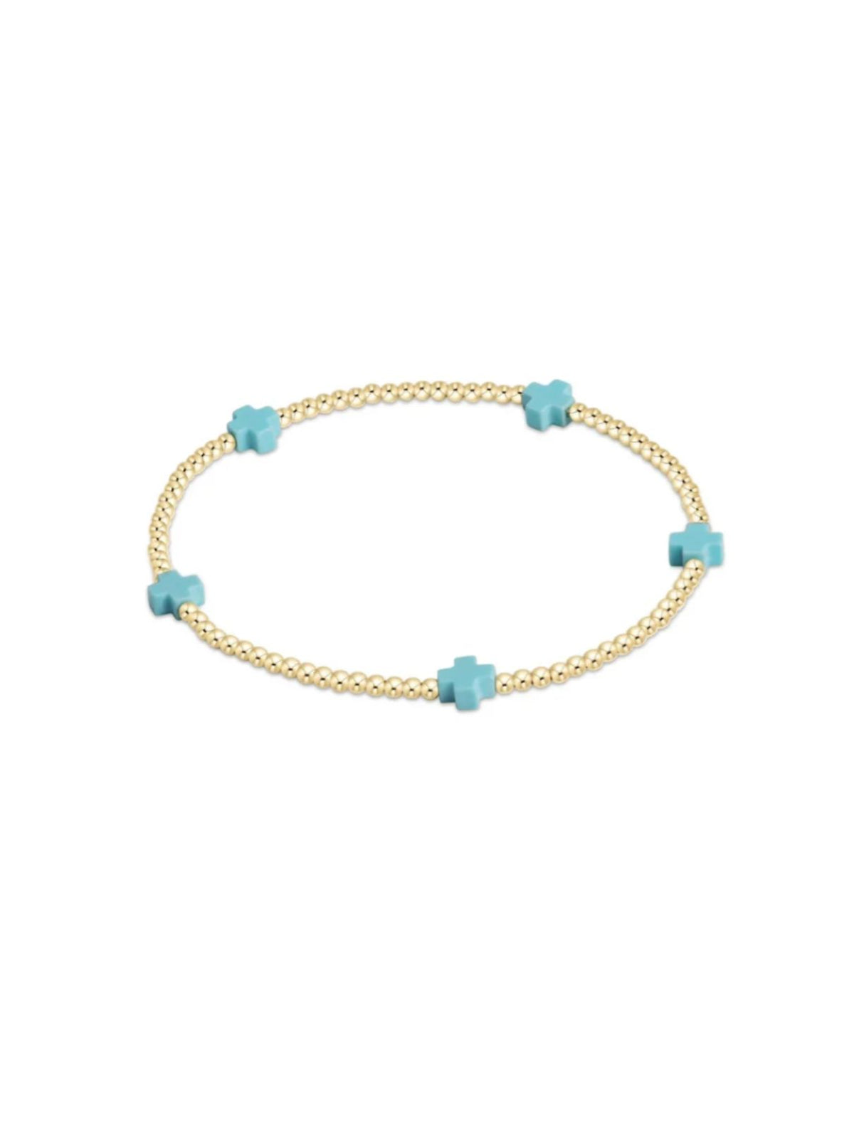 enewton Signature Cross Small Gold Pattern 2mm Bead Bracelet in Mint