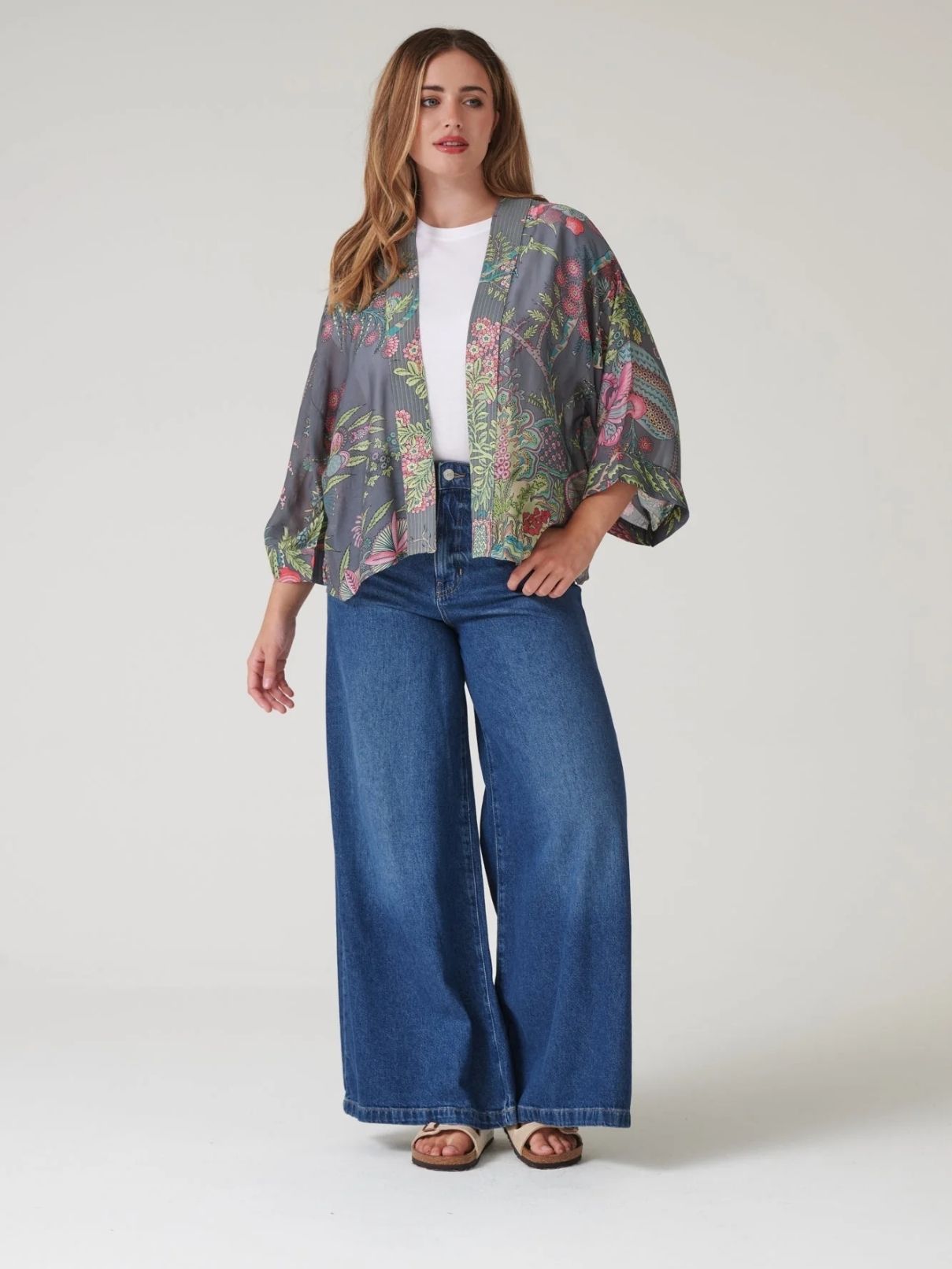 100 Stars Boho Garden Kimono in Grey
