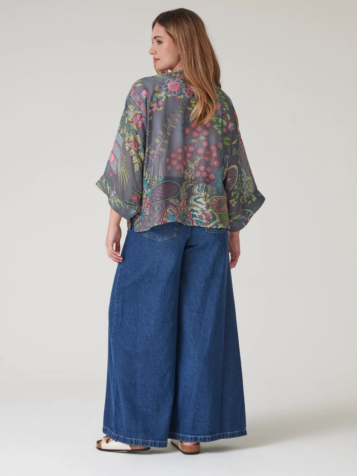 100 Stars Boho Garden Kimono in Grey