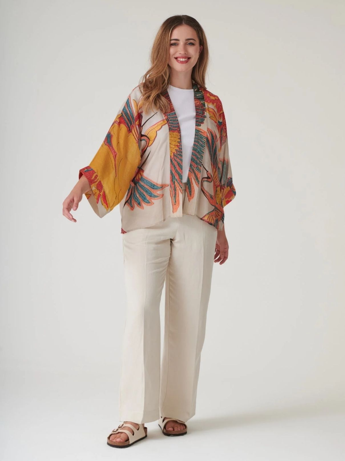 100 Stars Crane Kimono in Stone