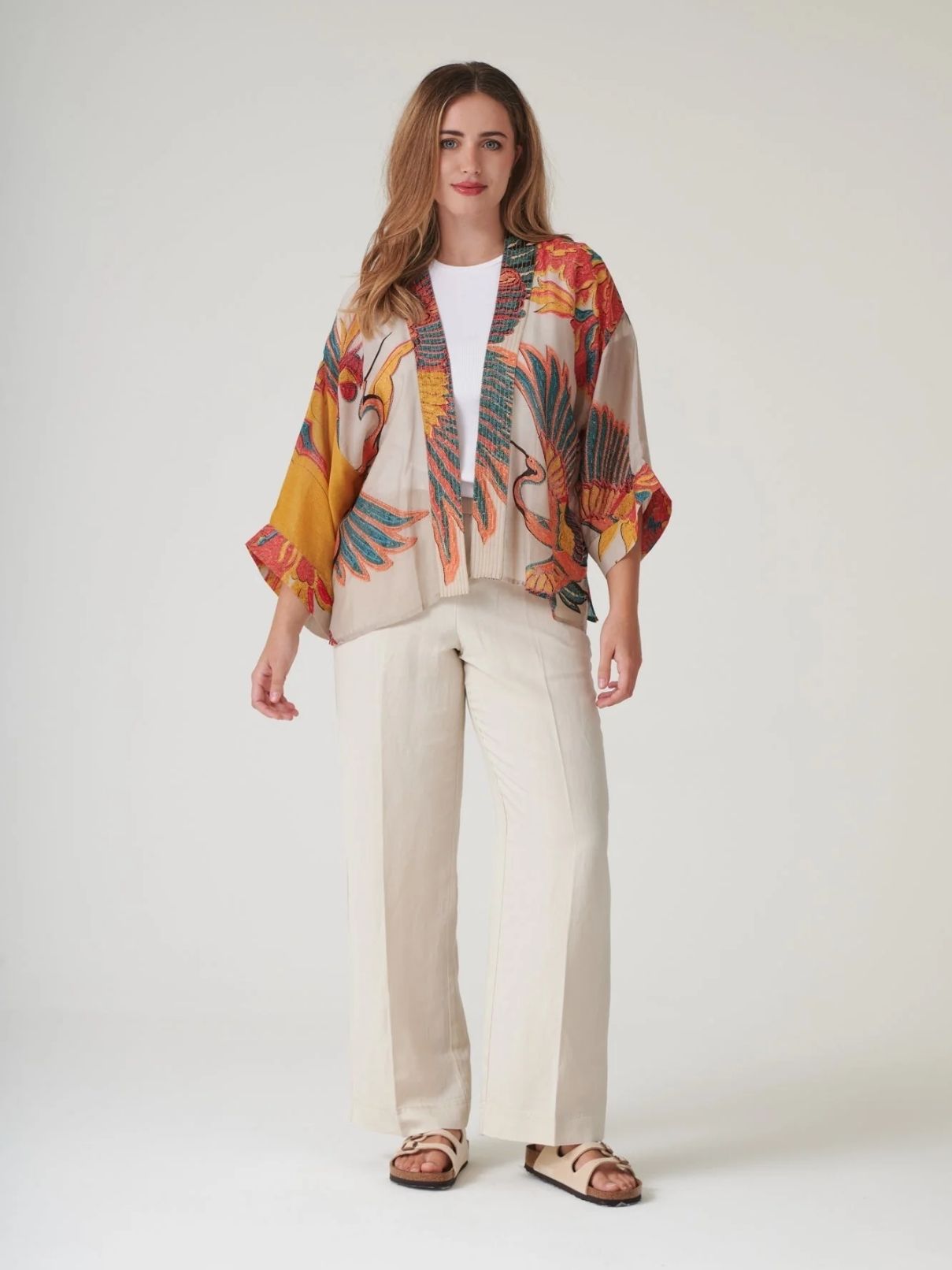 100 Stars Crane Kimono in Stone