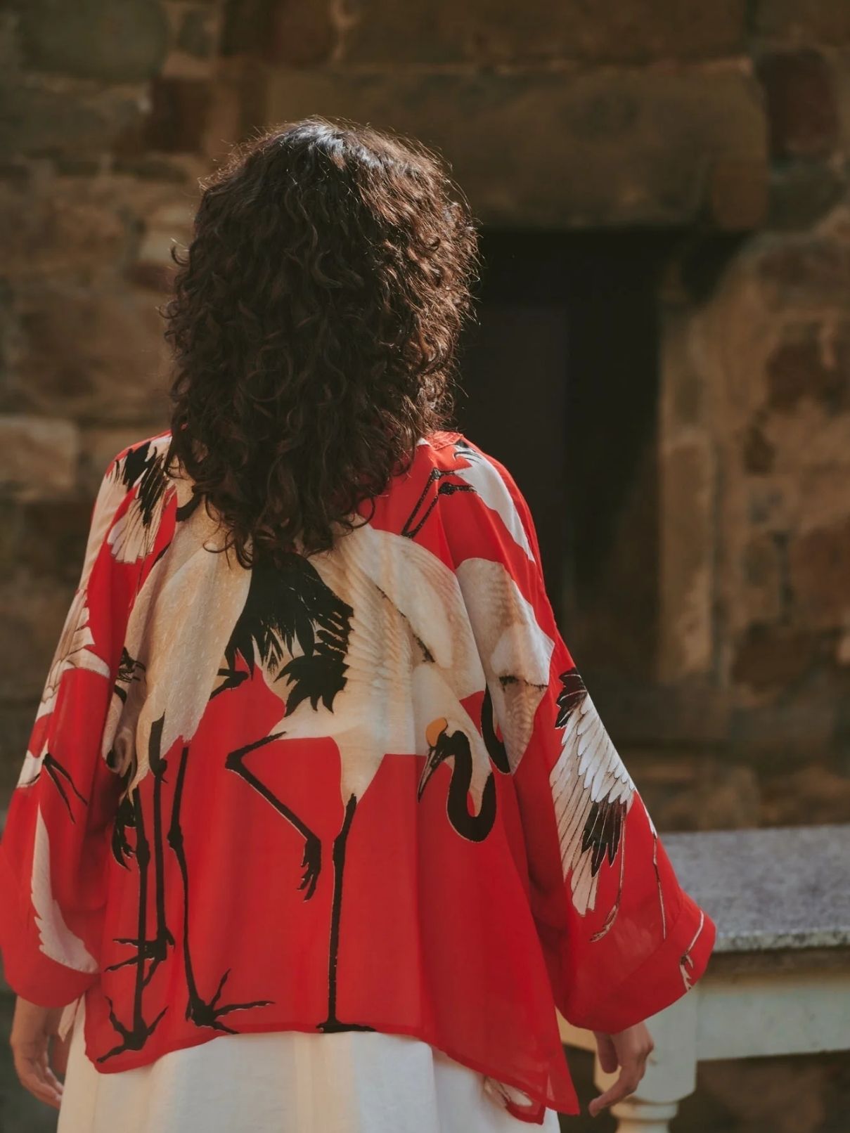100 Stars Stork Kimono in Scarlet