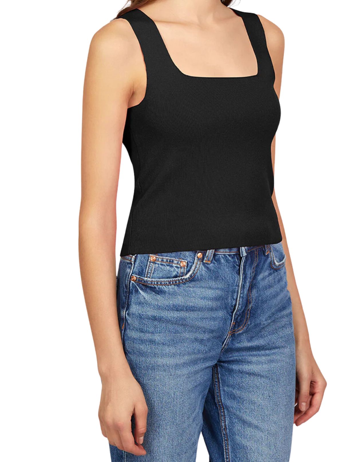 525  Eva Square Neck Tank in Black
