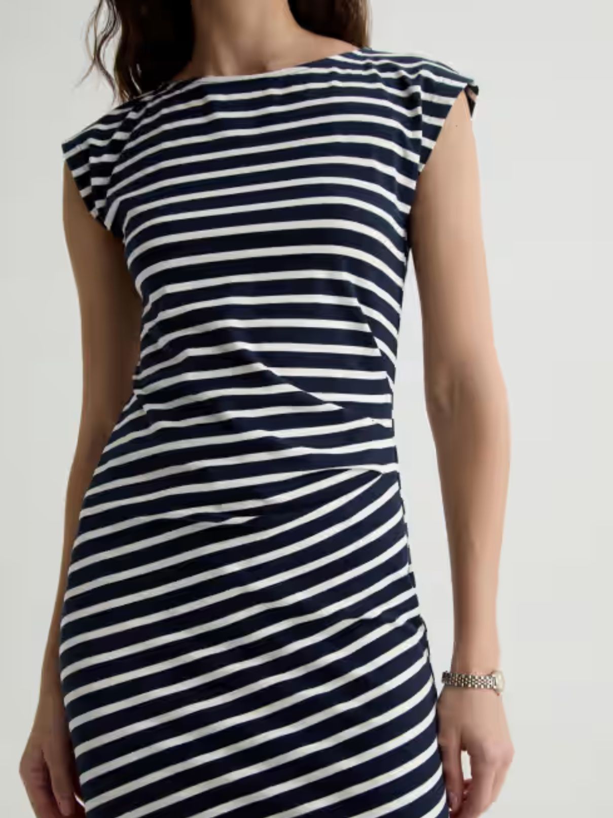 AG Jeans Aja Stripe Dress in Navy/Powder
