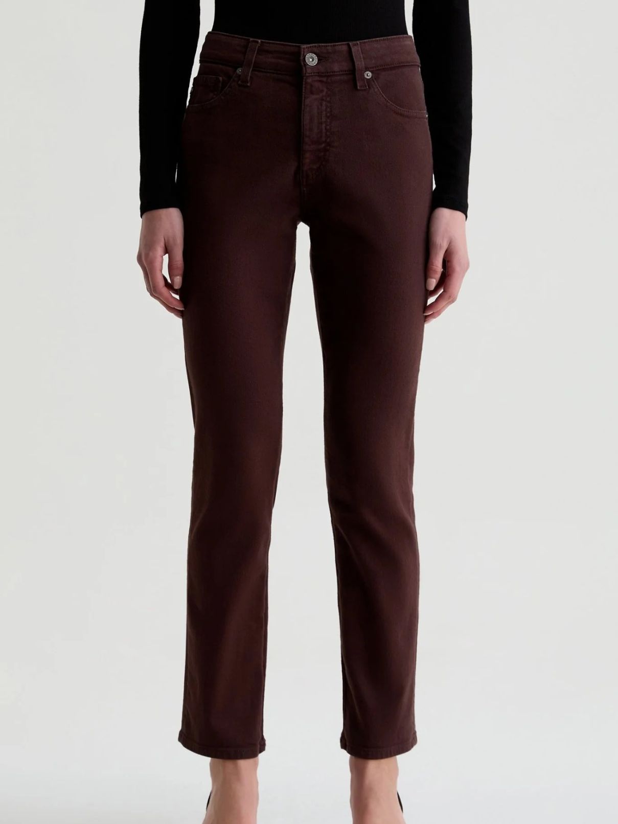 AG Jeans Mari Mid Rise Slim Straight in Coffee