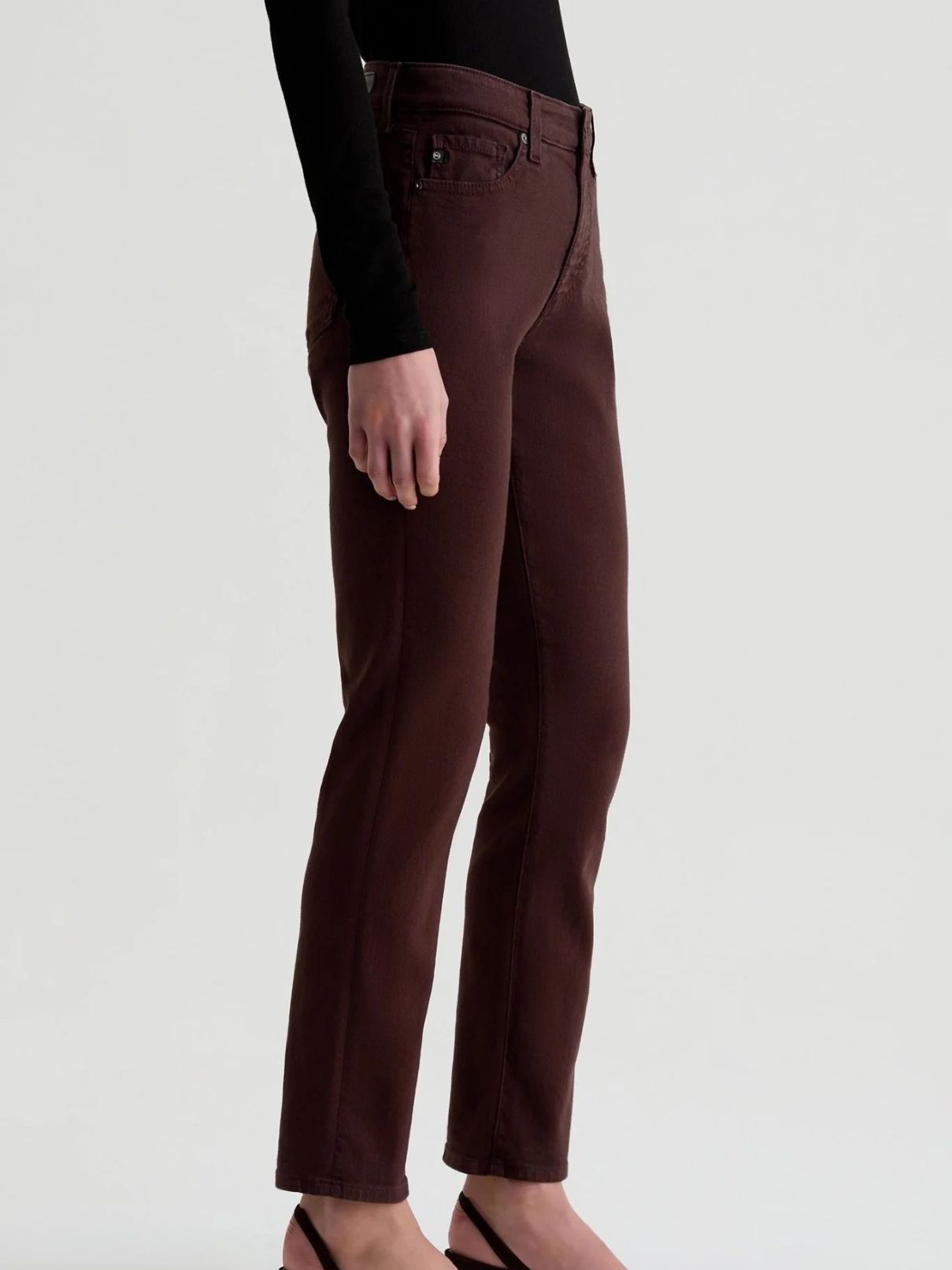 AG Jeans Mari Mid Rise Slim Straight in Coffee